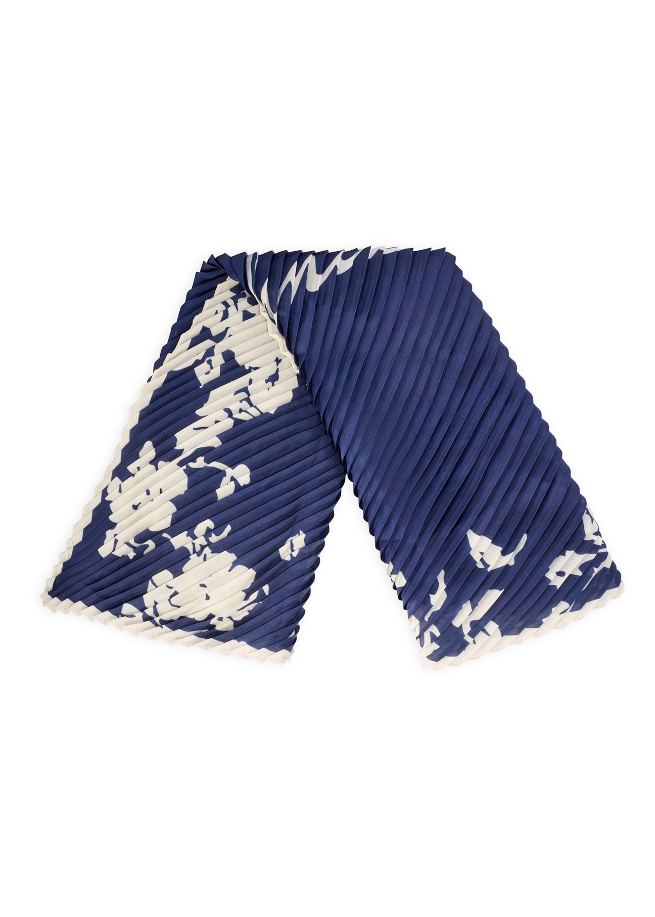 Blue women's scarf with logo SZADT-0192-7P(W26), view of the folded product on a white background.