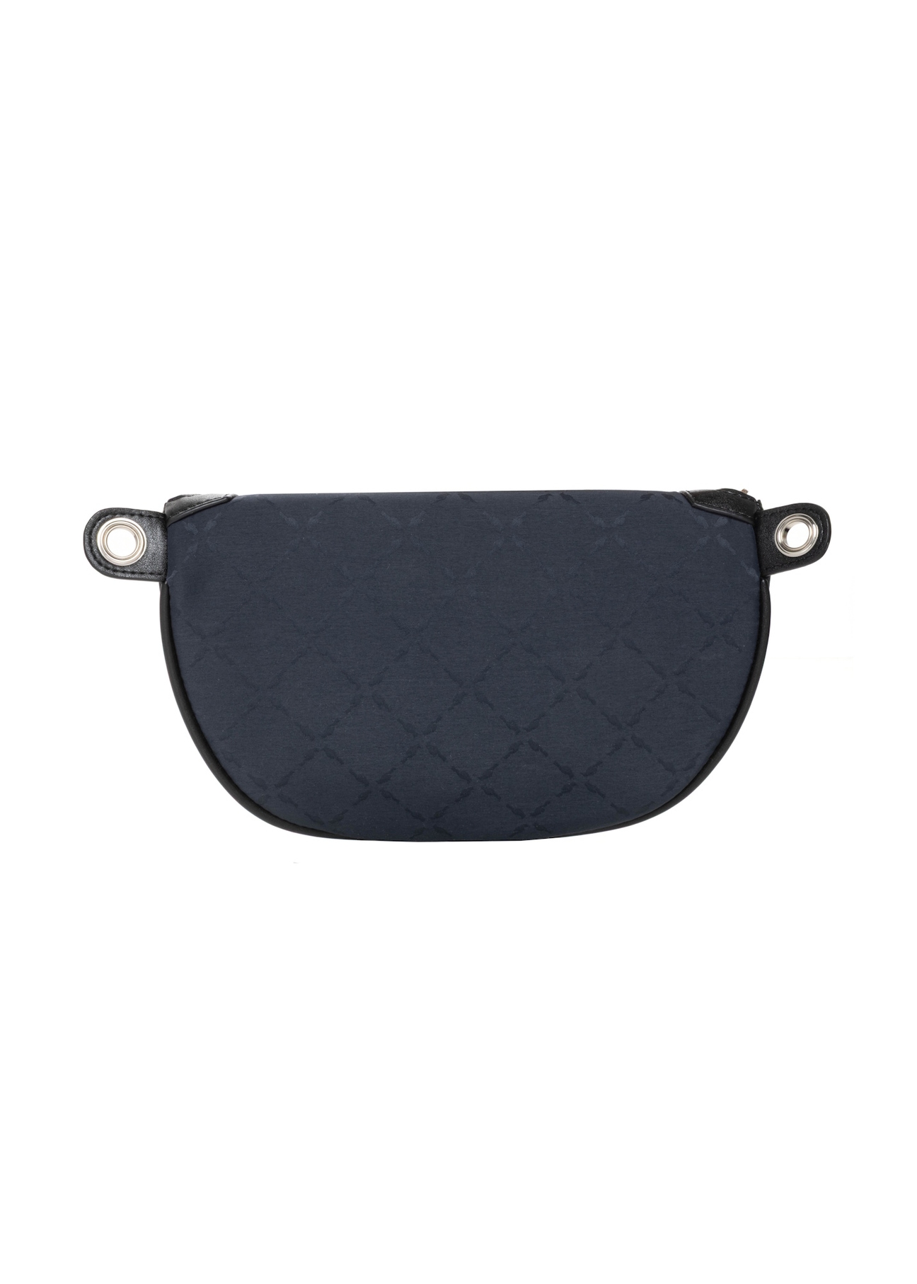 Navy blue women's waist bag with monogram TOREN-0356-7E(Z26), rear view on a white background.