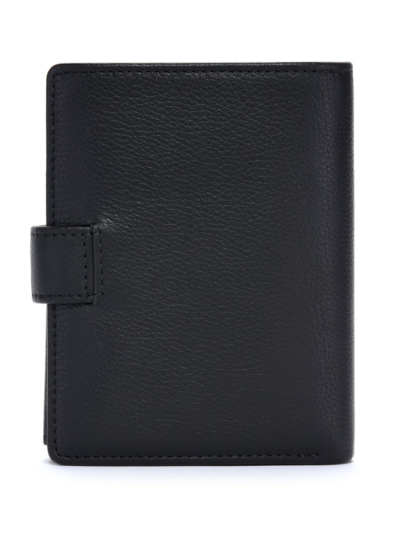 Men's leather wallet in black color PORMS-0630A-9I(W26), product view from the back on a white background.