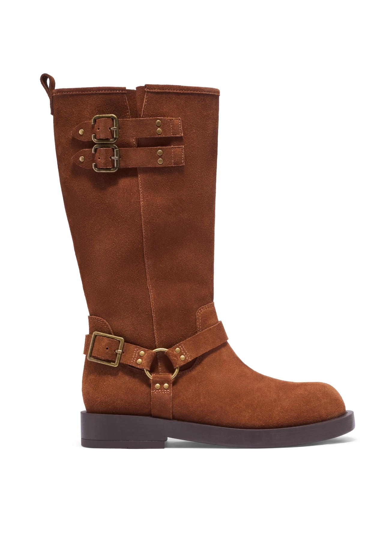 Light brown suede women's ankle boots BUTYD-1305-1G(Z26), side product view on white background.