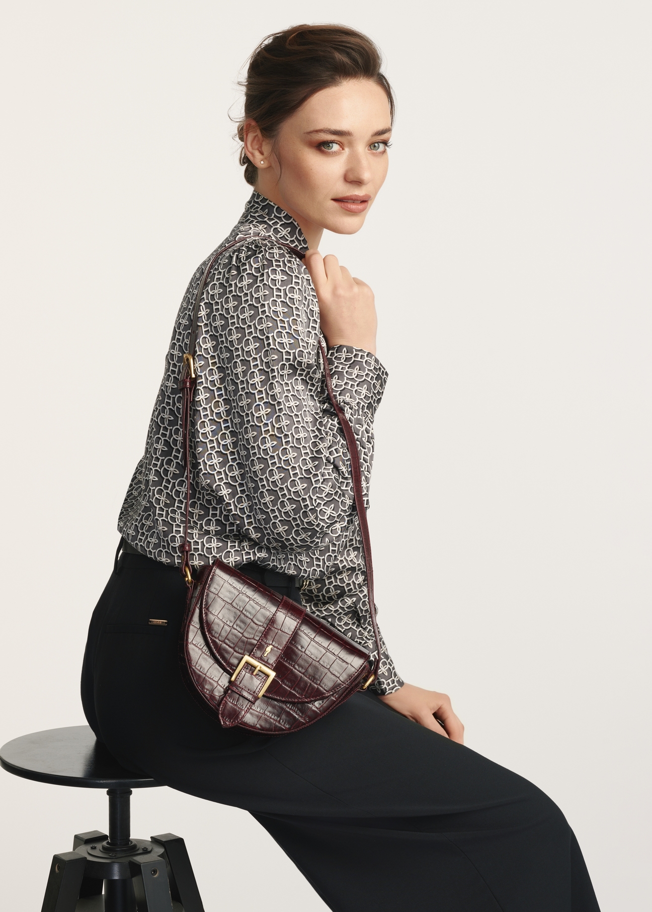 Brown croco leather handbag TORES-0707E-89(Z25)