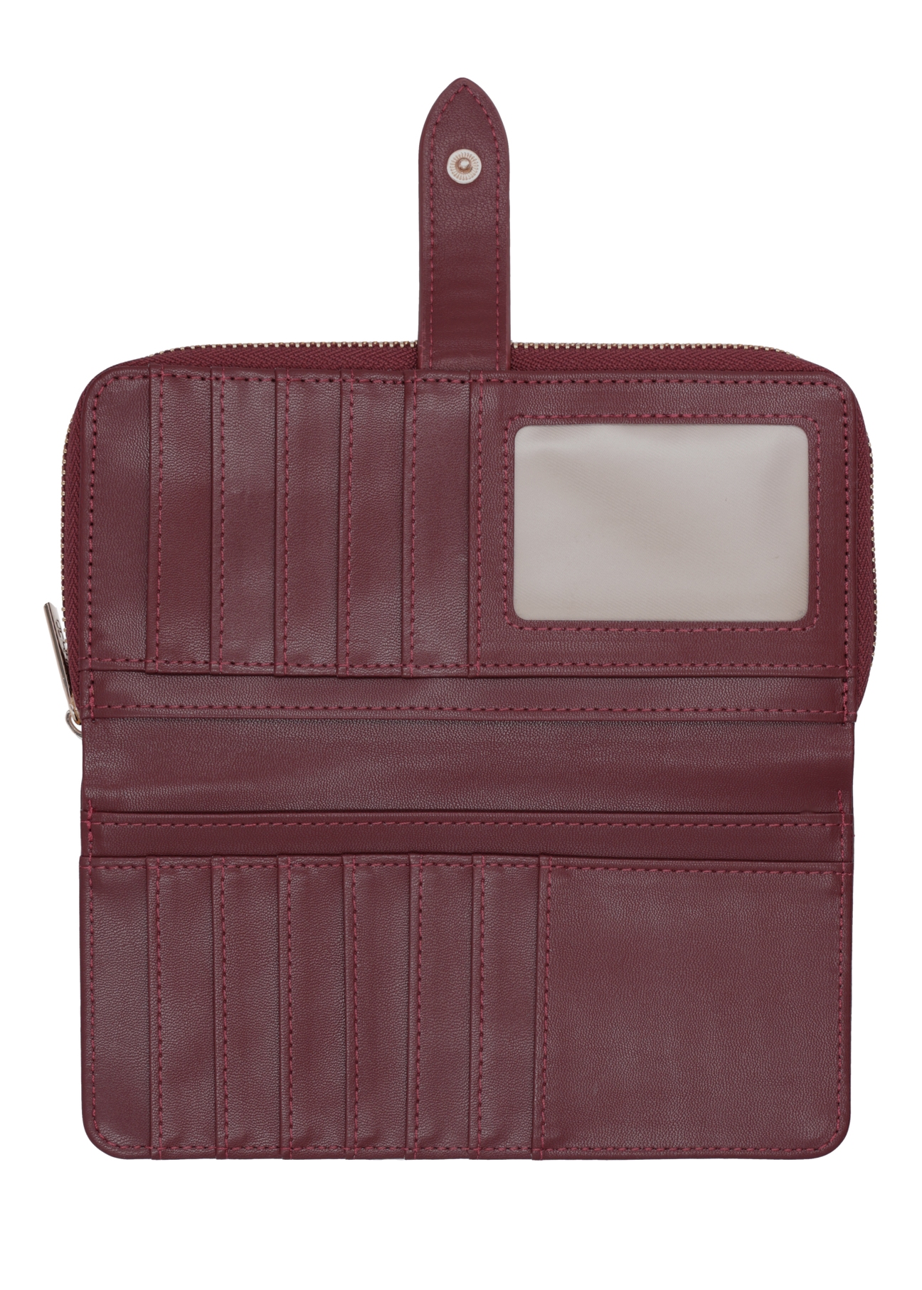 Burgundy large women's wallet POREC-0444-4D(Z26) - product view from above, on a white background.