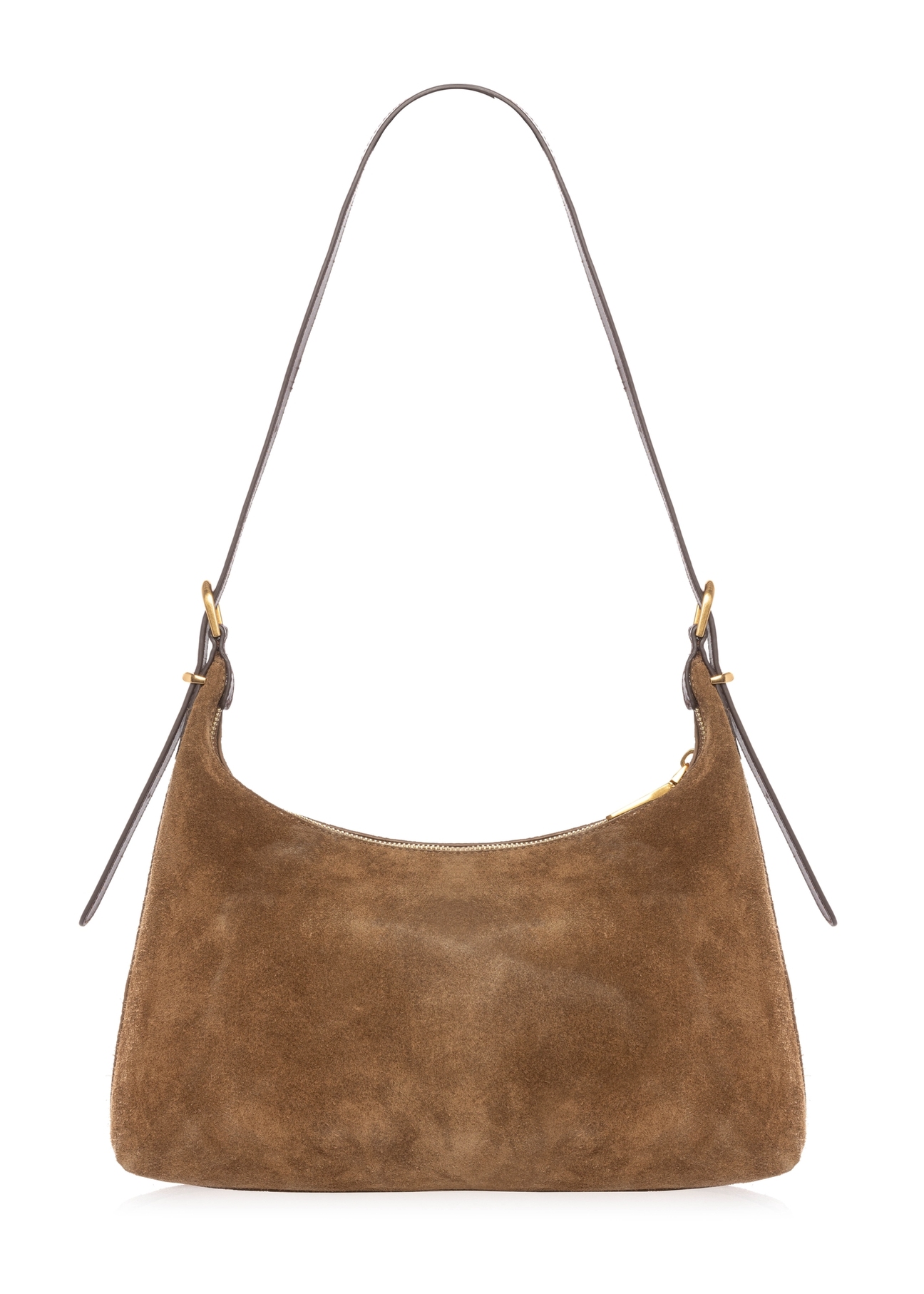 Women's suede handbag in camel color TORES-1303-1D(W26), product view from the back on a white background.