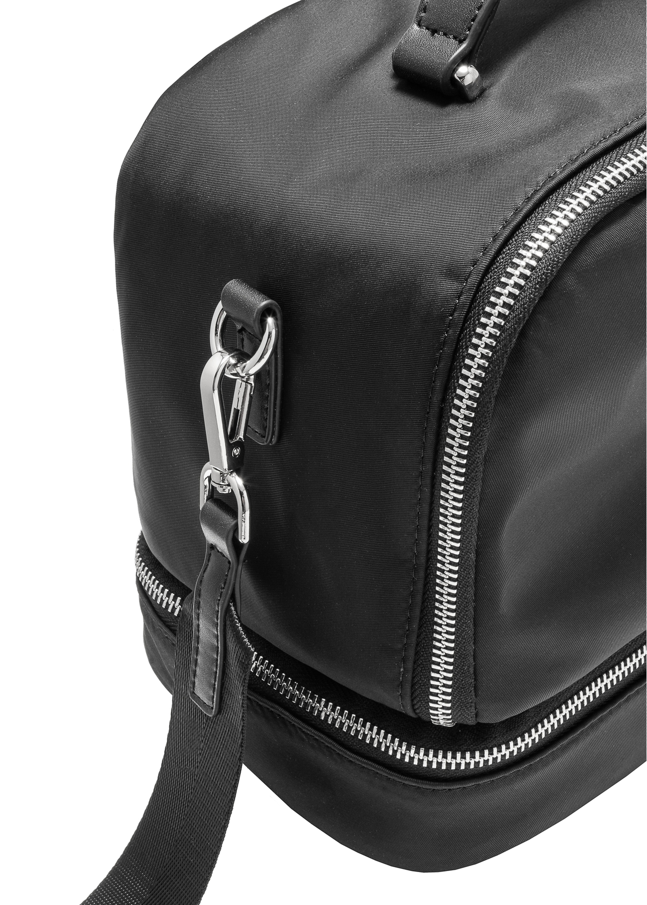 Black lunch bag TOREN-0329-99(Z25), close-up of product detail, view on white background.