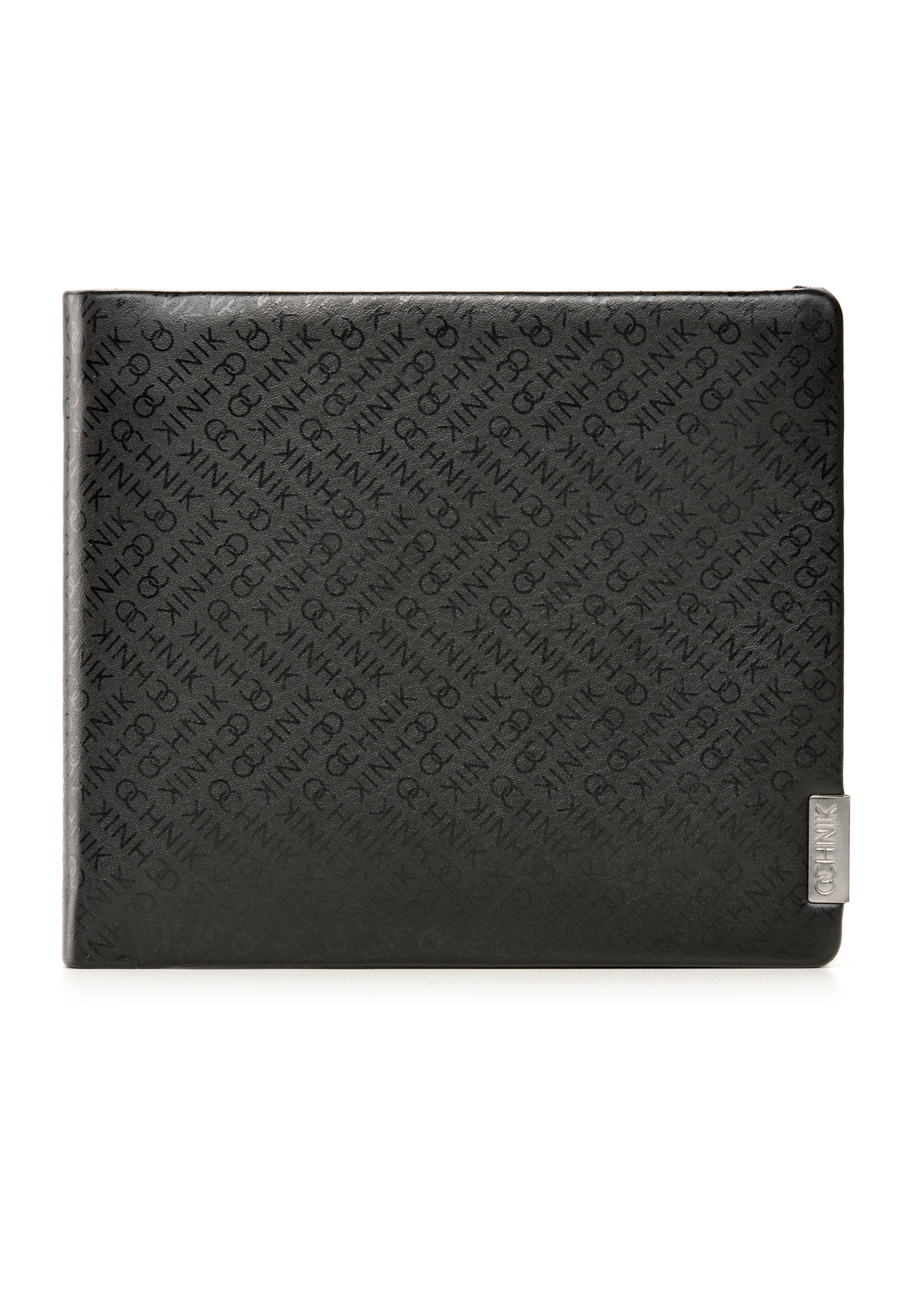 Black leather men's wallet with logo PORMS-0665-99(Z25)