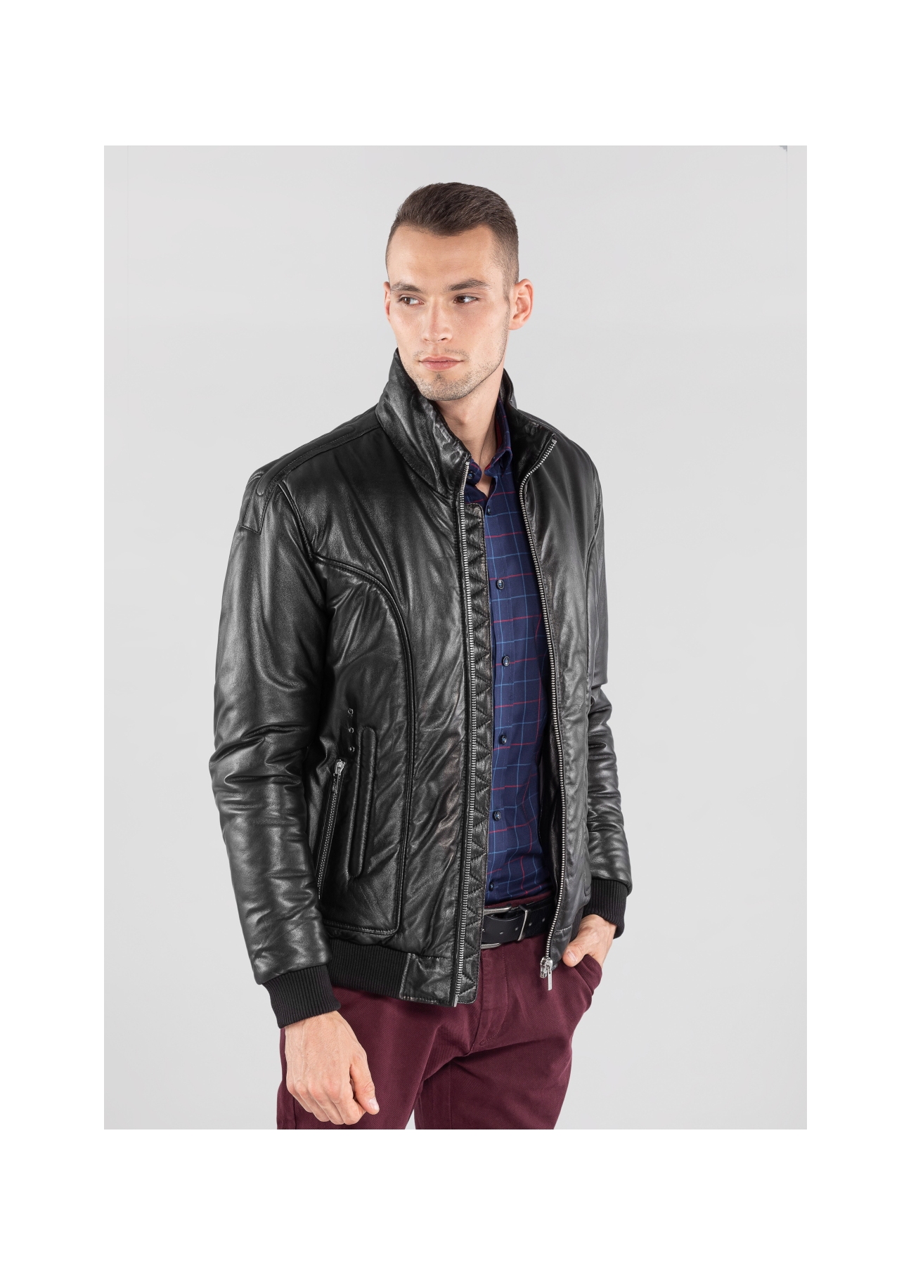 Men's winter jacket made of natural sheepskin KURMS-0201-4510(Z21)-01