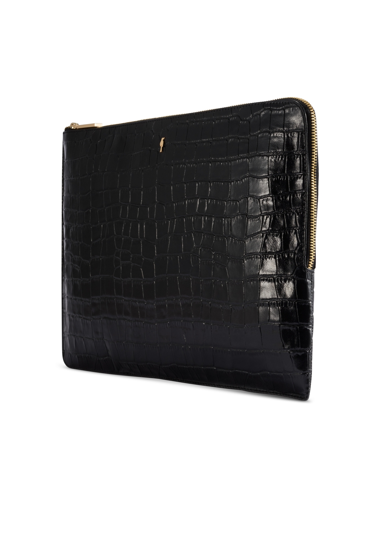 Black leather women's briefcase TORES-0853F-9G(W26) - diagonal product view, on a white background.