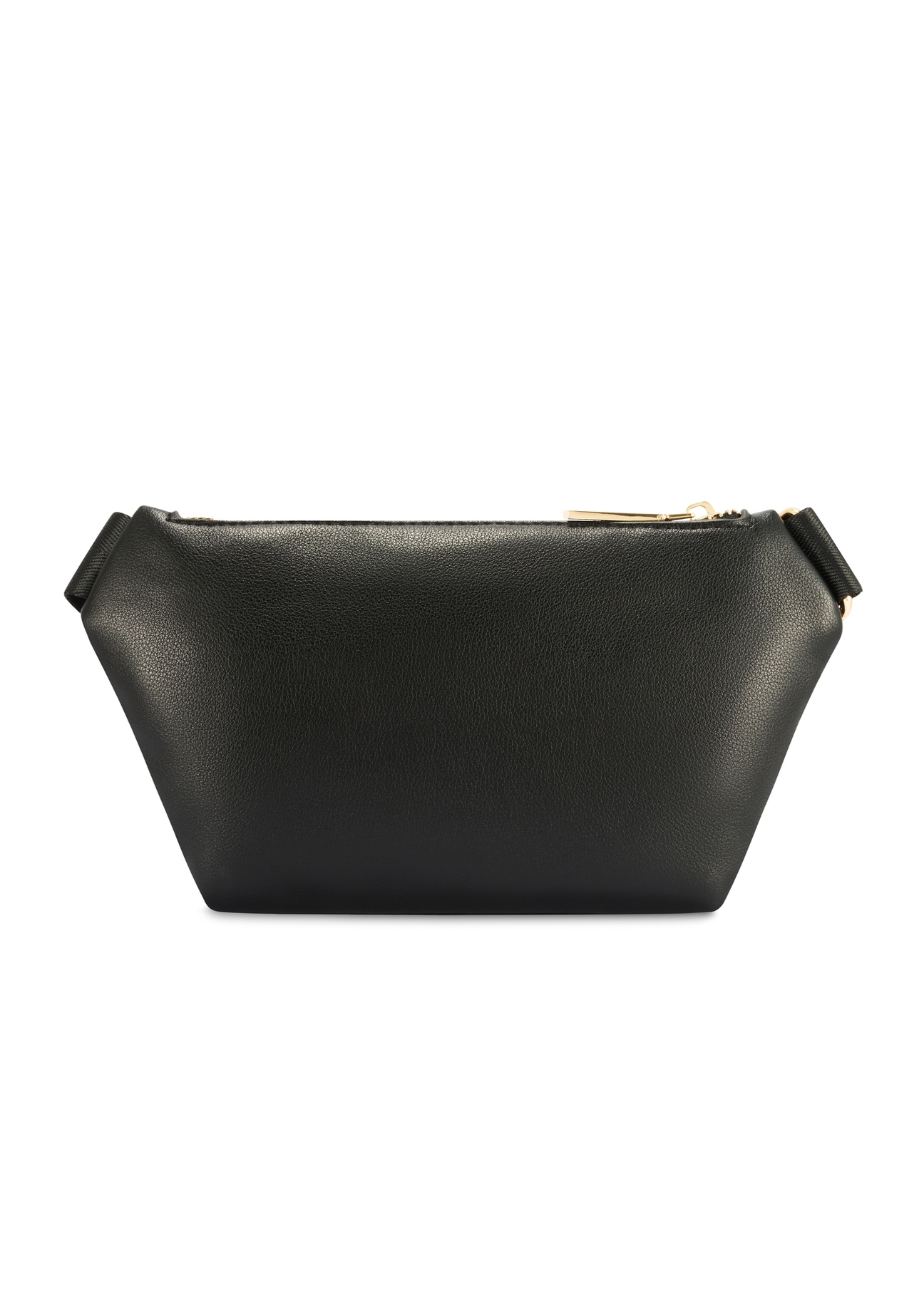 Black women's waist bag with monogram TOREC-1192-9P(W26) - product view from the back, on a white background.