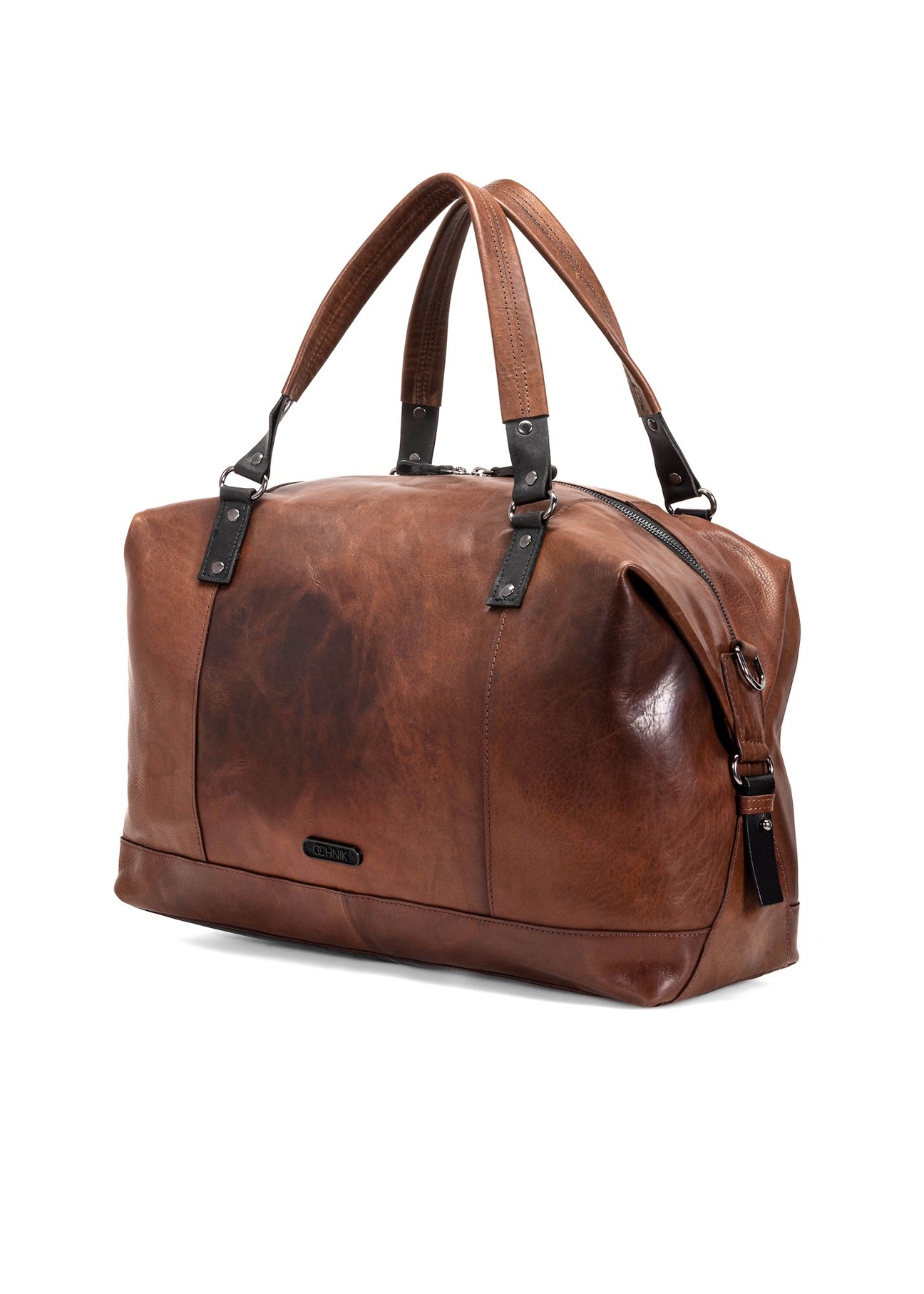 Brown leather large men's bag TORMS-0103-1H(W26), diagonal product view on white background.