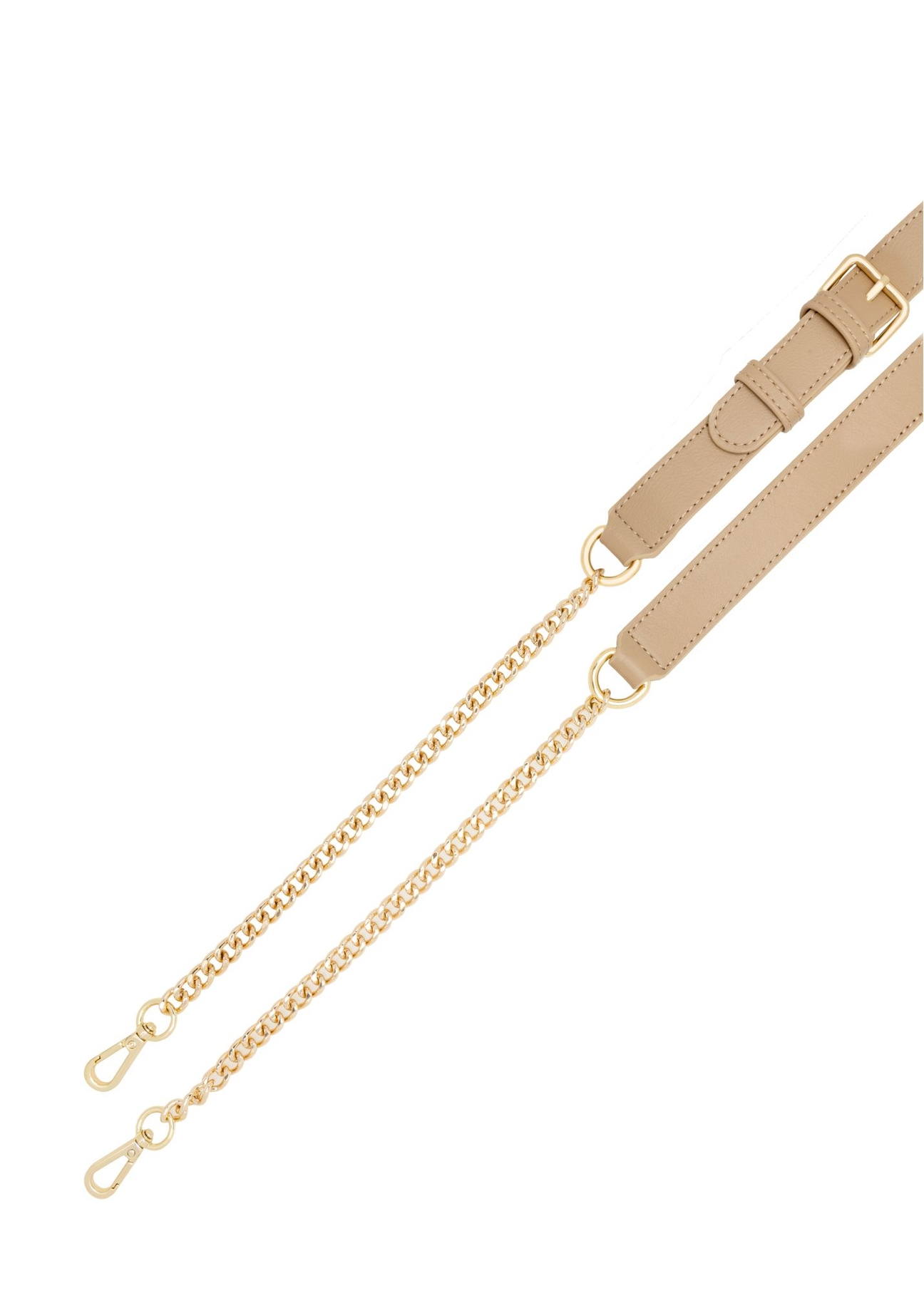 Dark beige leather semi-circular messenger bag TORES-0972F-1K(W26) - view of the stripes on a white background.