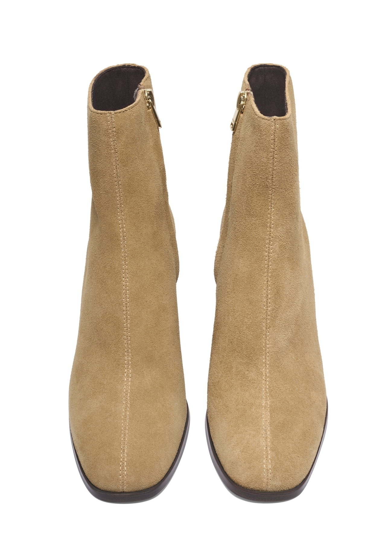 Women's suede ankle boots in beige BUTYD-1304-1B(Z26). Front view on a white background.
