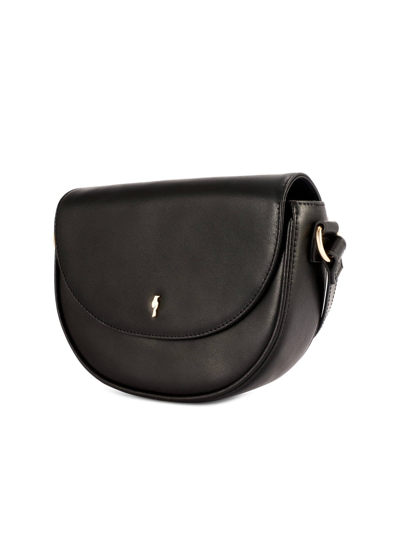 Black leather small handbag TORES-1260-99(W26) - diagonal product view, on a white background.