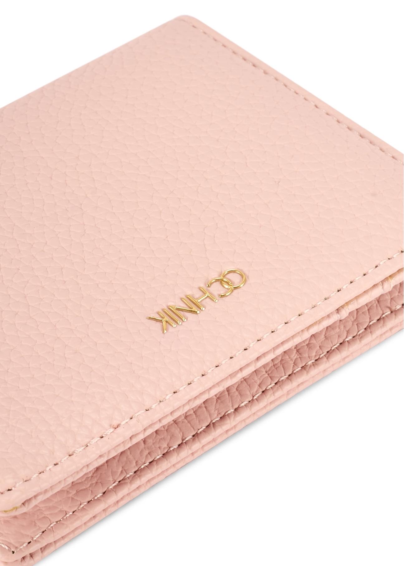 Small pink women's wallet POREC-0415-5B(W26), close-up of the product detail on a white background.