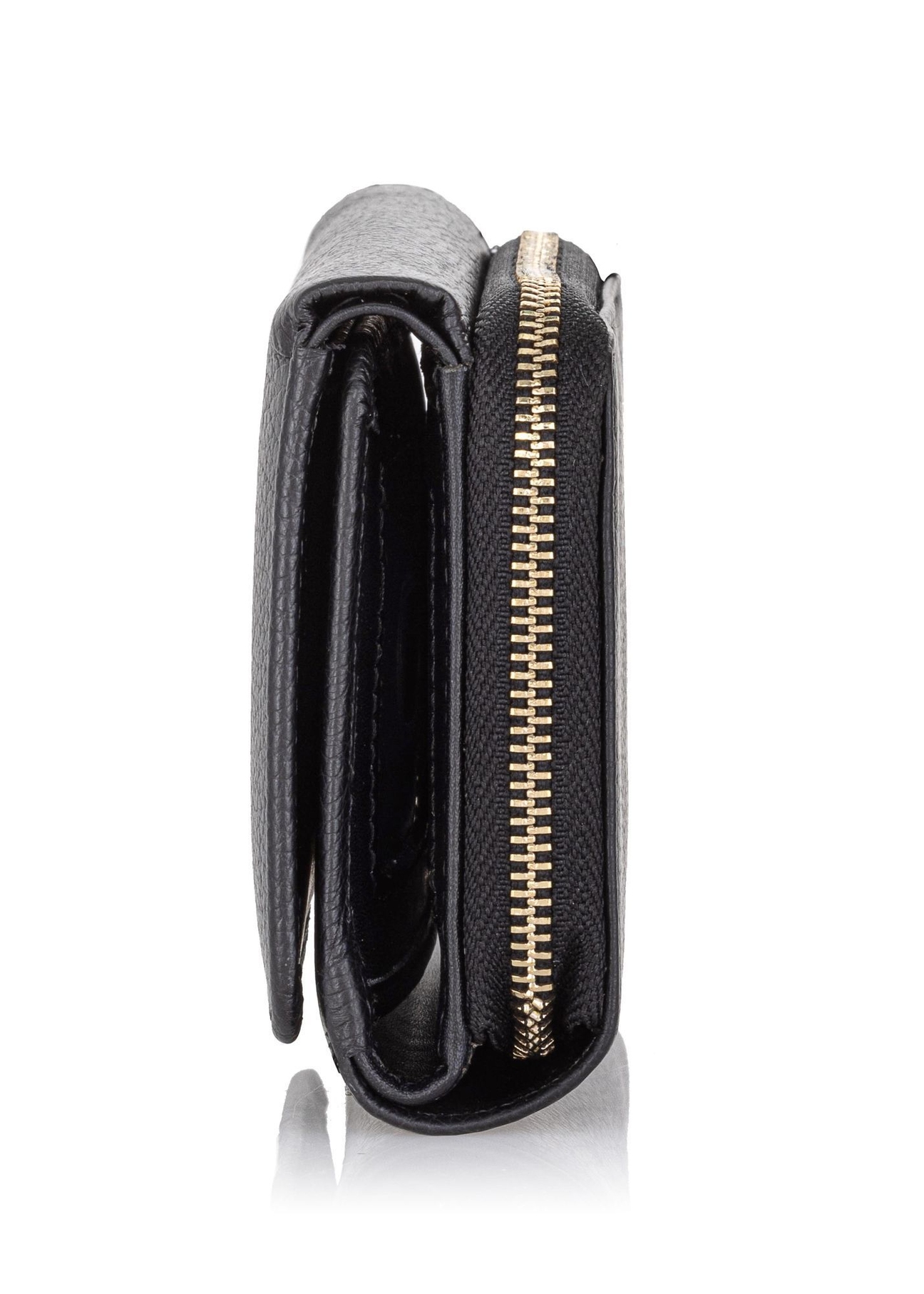 Large black leather women's wallet PORES-0801R-9I(W26), side product view on white background.