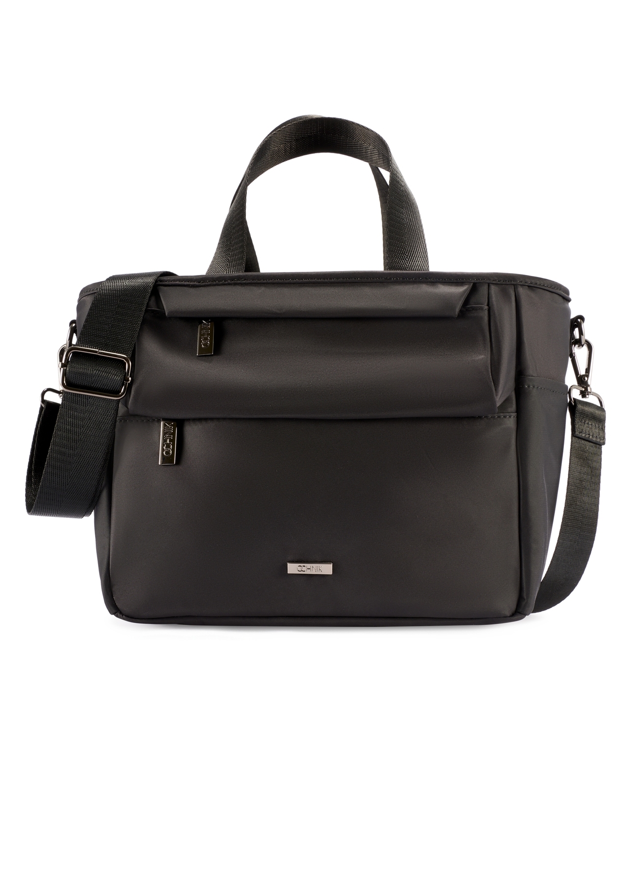 Black lunchbox bag TOREN-0346-99(W26) - front product view, on white background.