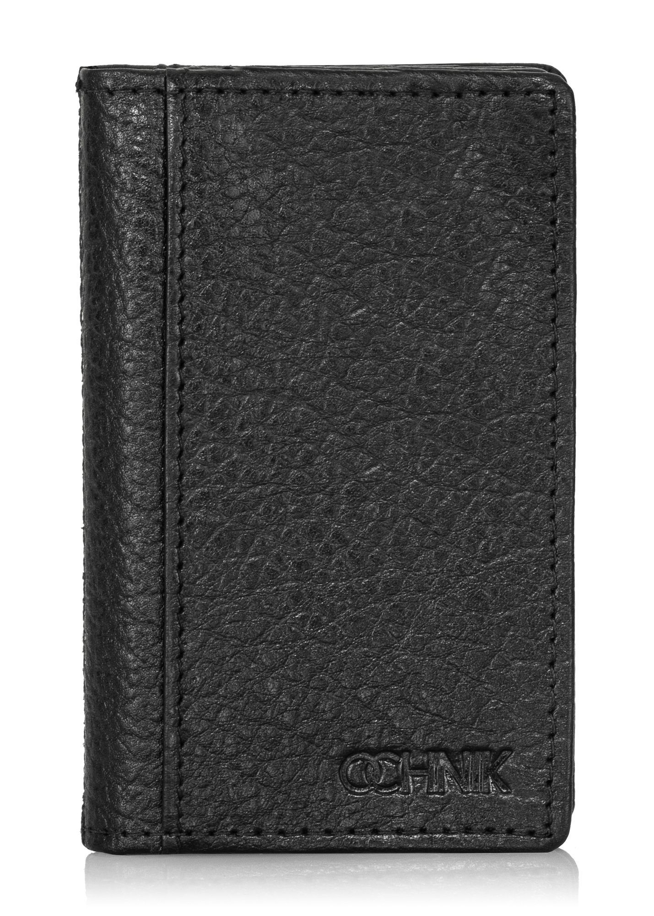 PORMS-0537A-99(Z25) grained leather card case, front product view on white background.