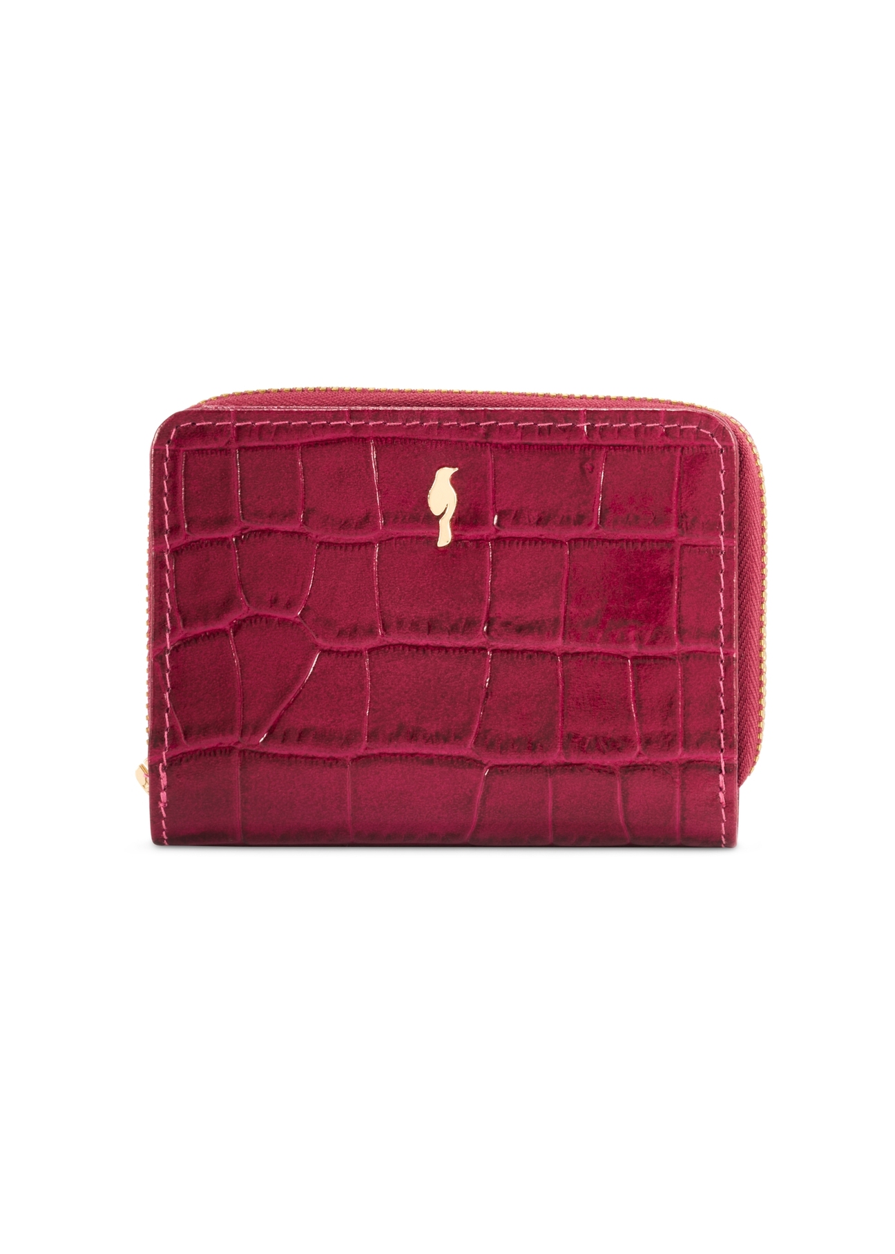 Pink croco women's wallet PORES-0888B-31(Z25), product view from the front on a white background.