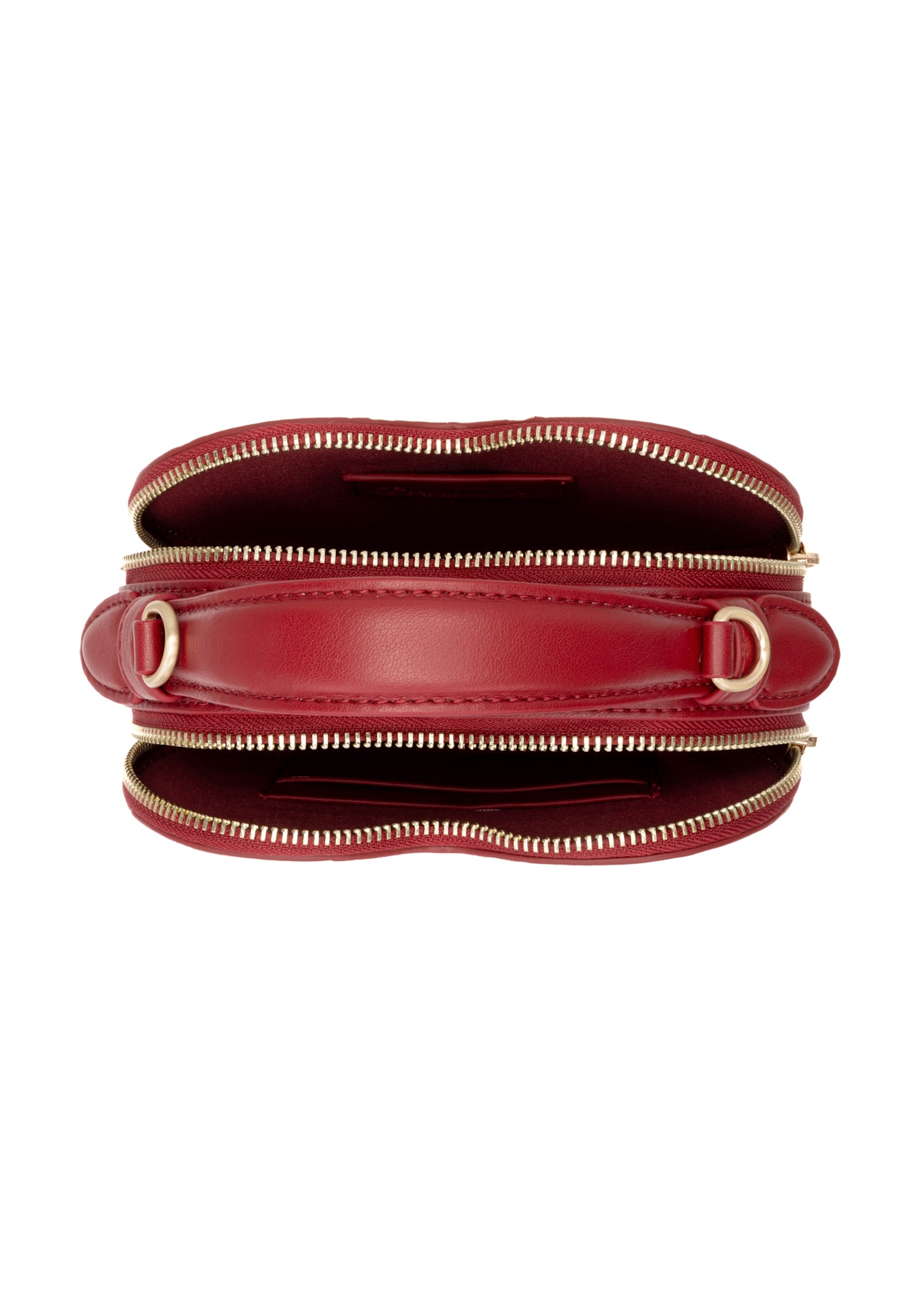 Red heart-shaped handbag TOREC-1154-4B(W26), product view inside on white background.