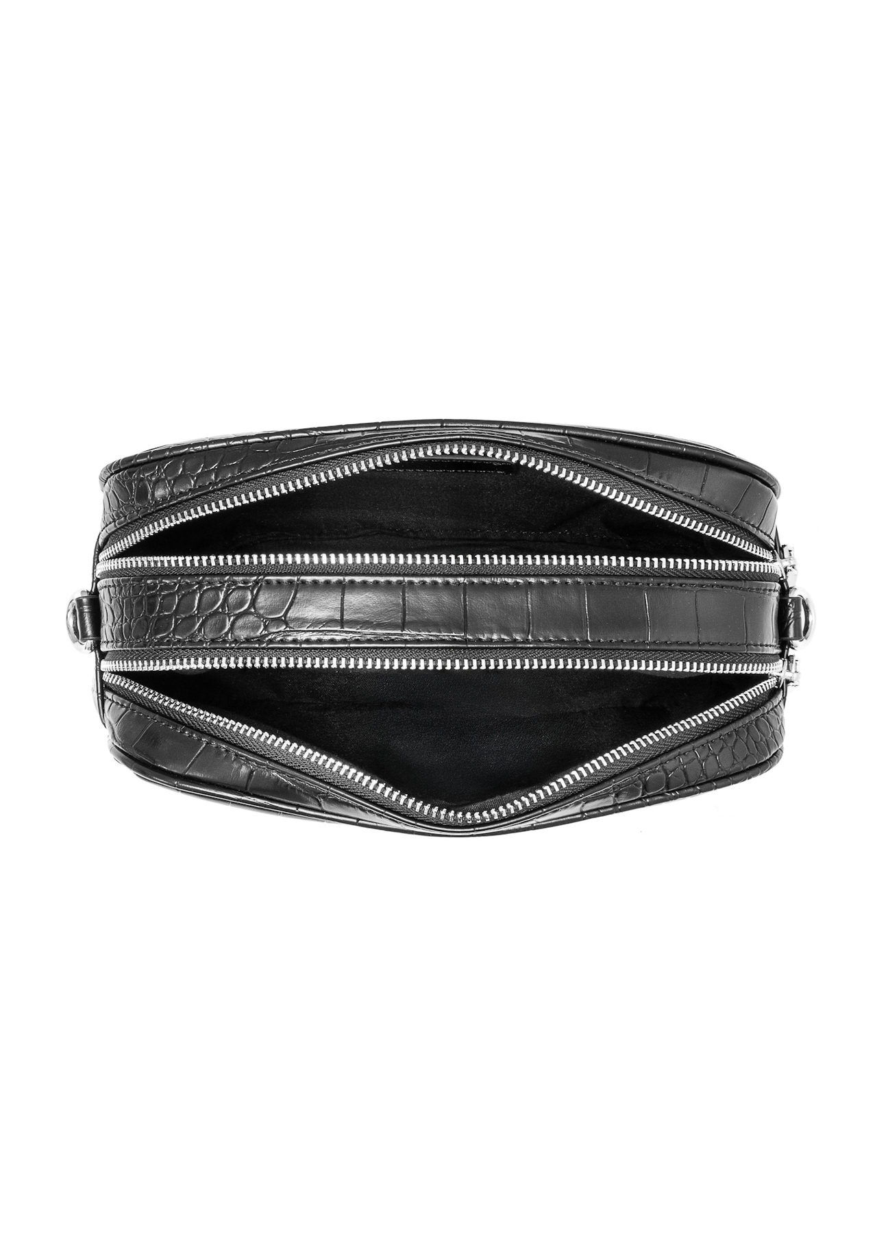Black compact women's handbag TOREC-1069-99(Z25), product view inside on white background.