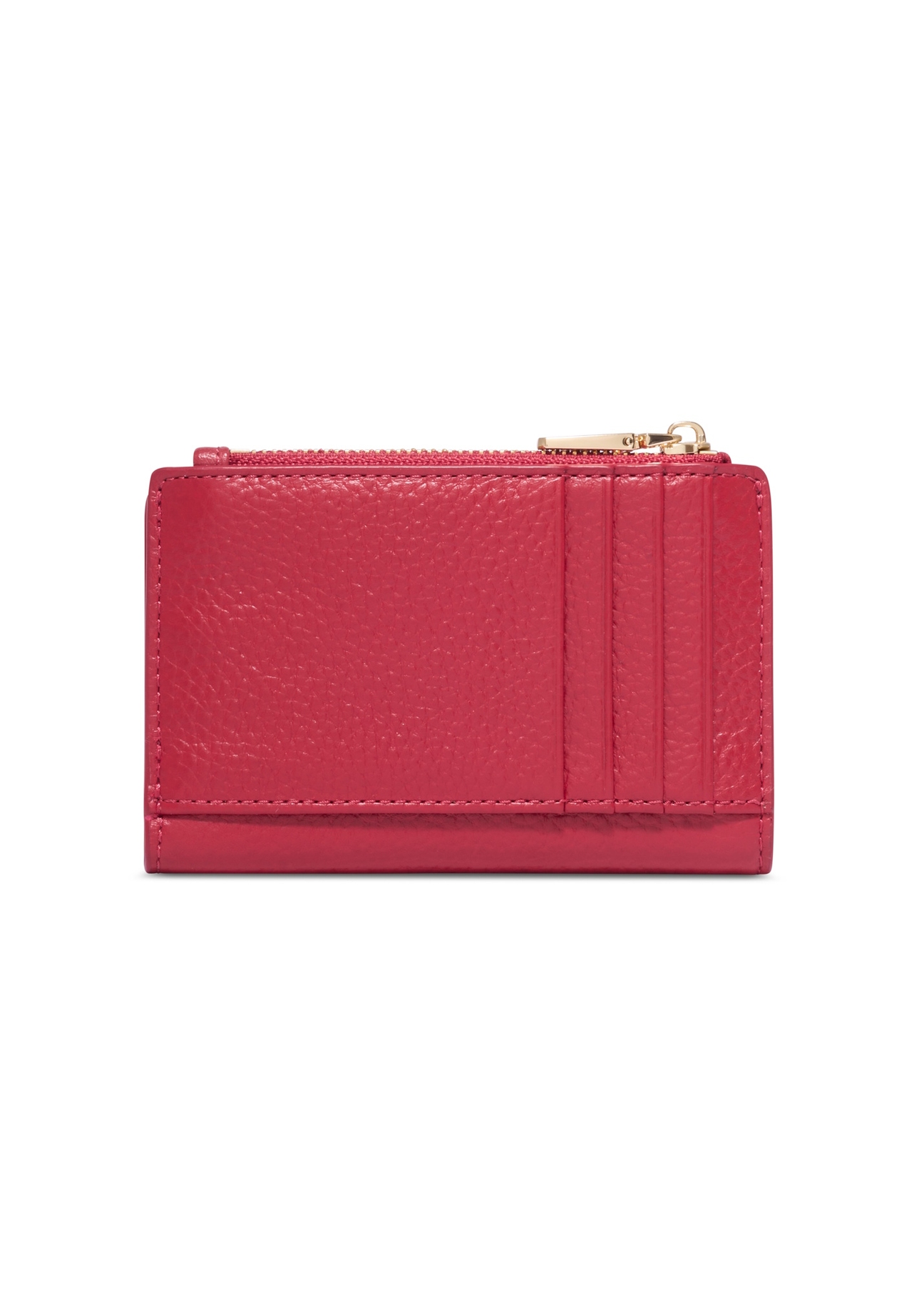 Red leather women's wallet PORES-1015R-4B(Z26), product view from the back on a white background.