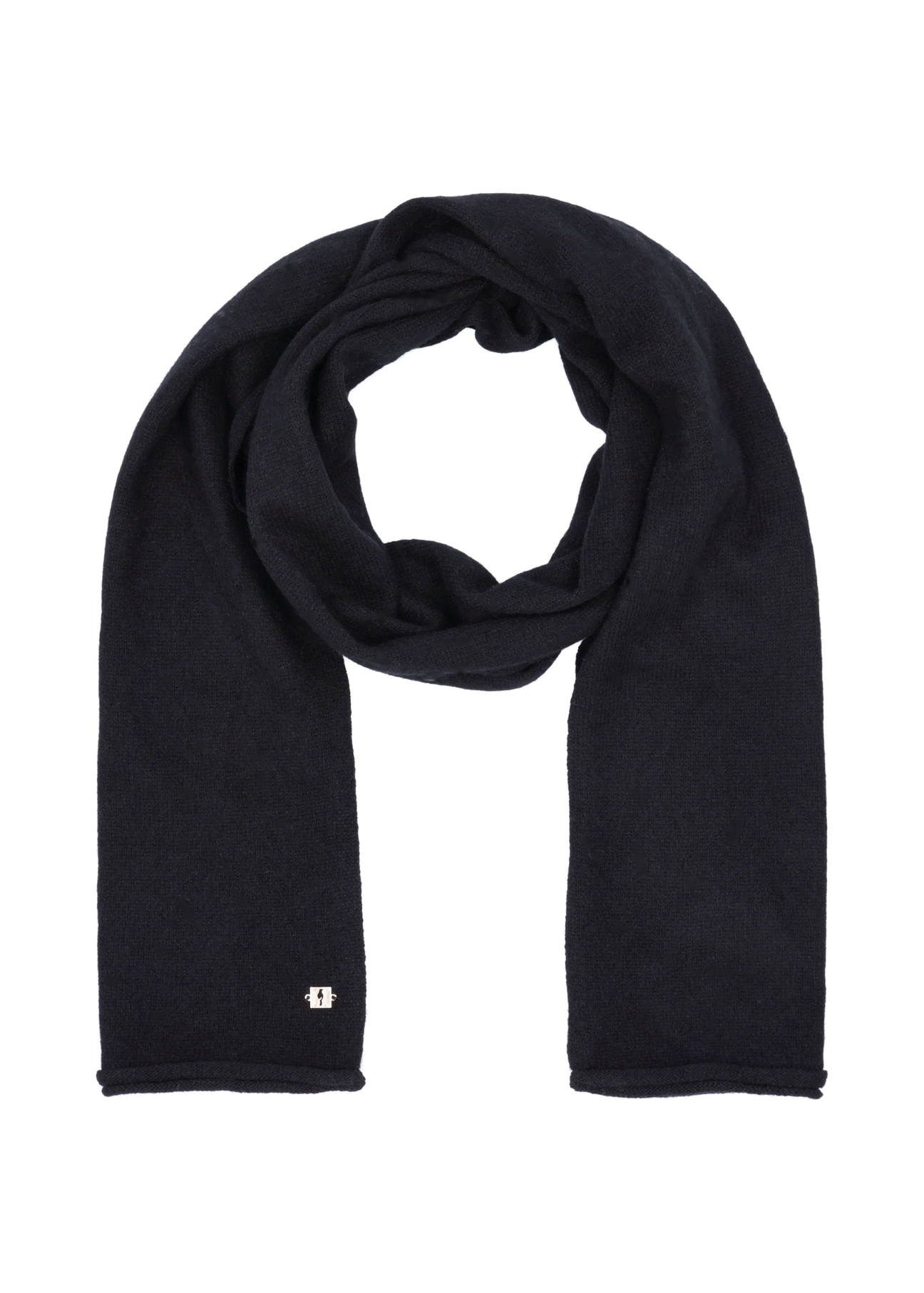 Women's cashmere black scarf SZADT-0093-99(Z25), front product view on white background.