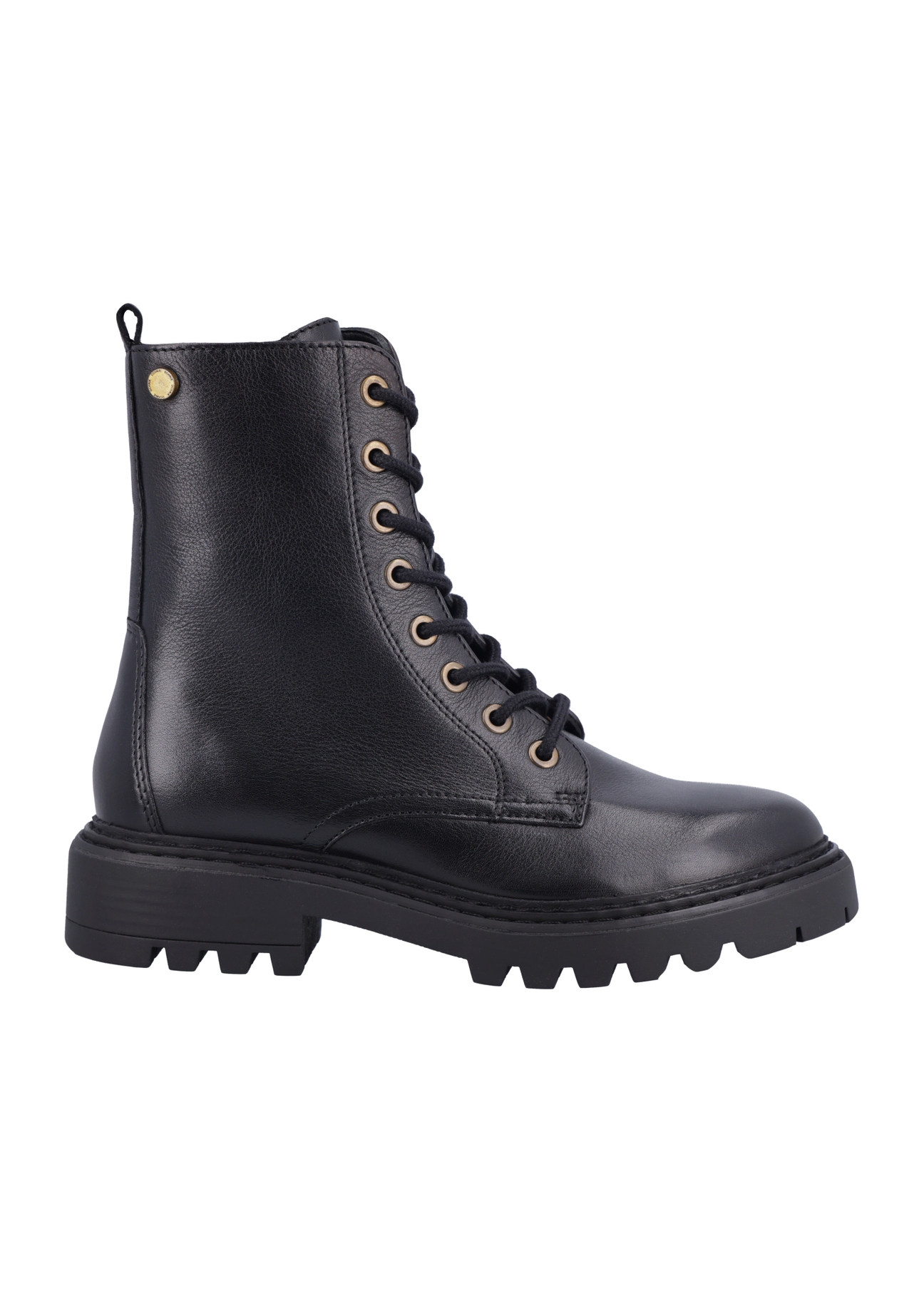 Black women's ankle boots BUTYD-1192-99(Z26), side view of the product on a white background.