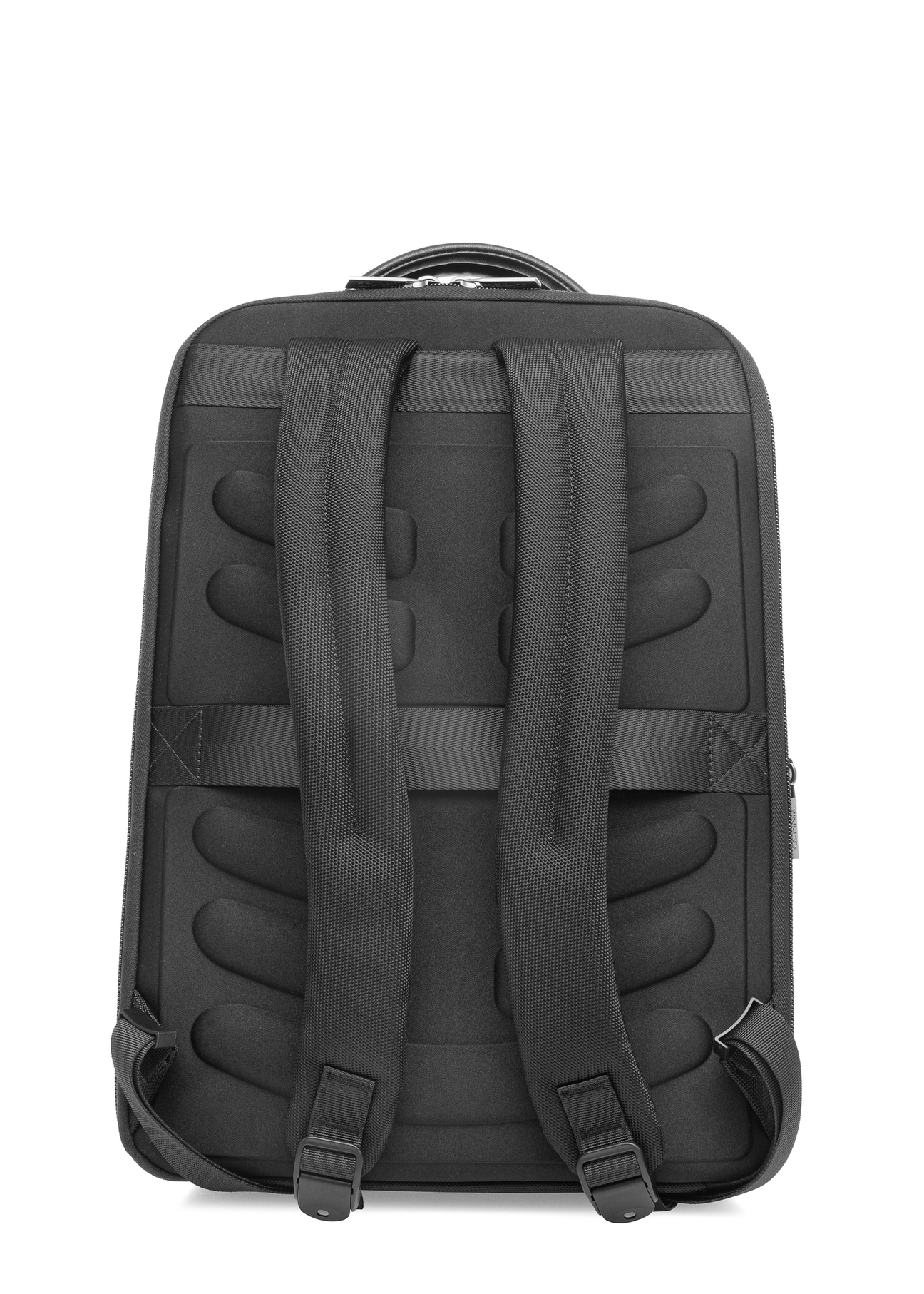 Black men's travel backpack TORMN-0376-99(Z25), product view from the back on a white background.