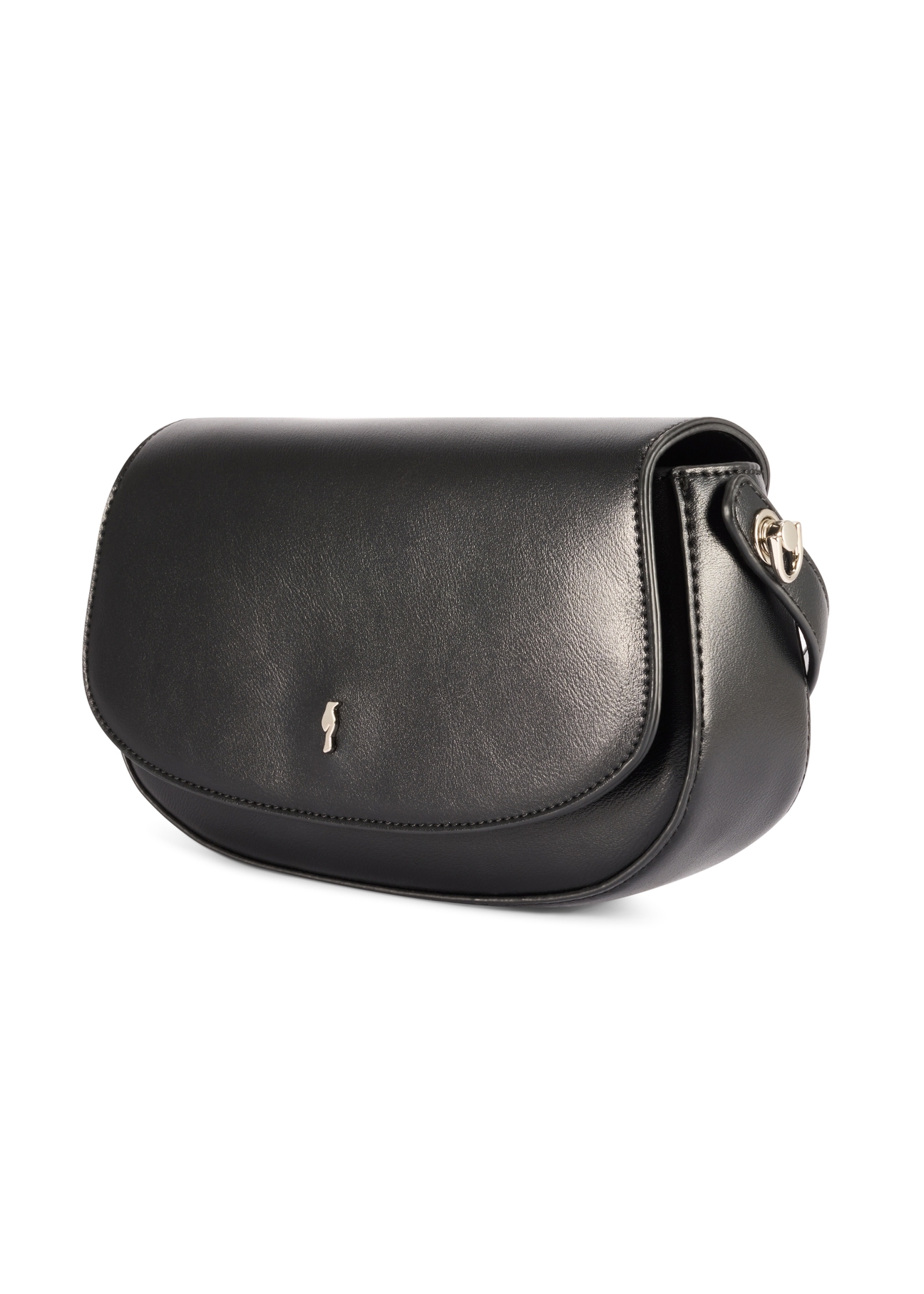 Small black women's messenger bag TOREC-1185-99(W26), diagonal product view on a white background.