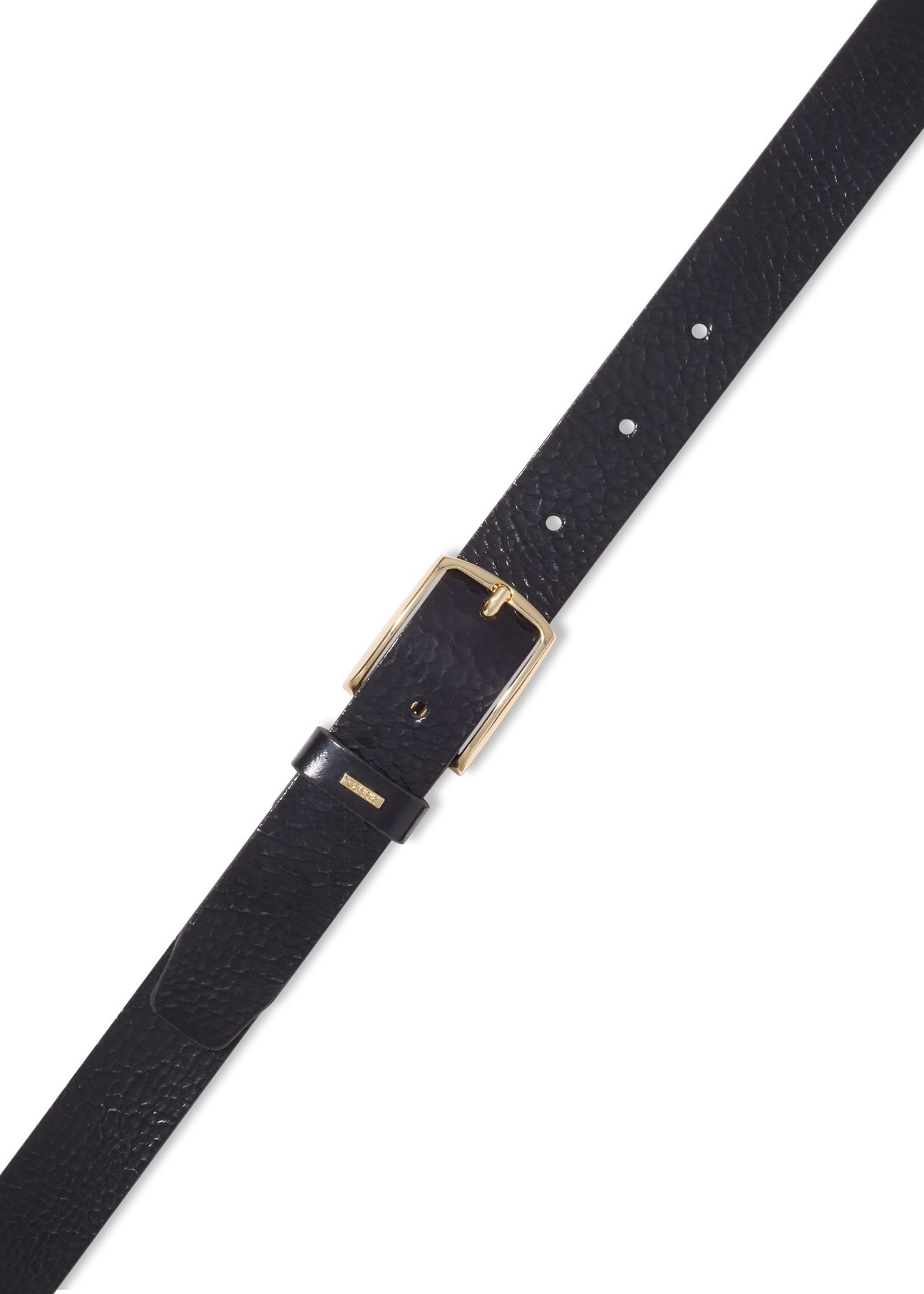 Black leather women's belt with embossing PASDS-0358-9F(Z26) - close-up detail, on white background.
