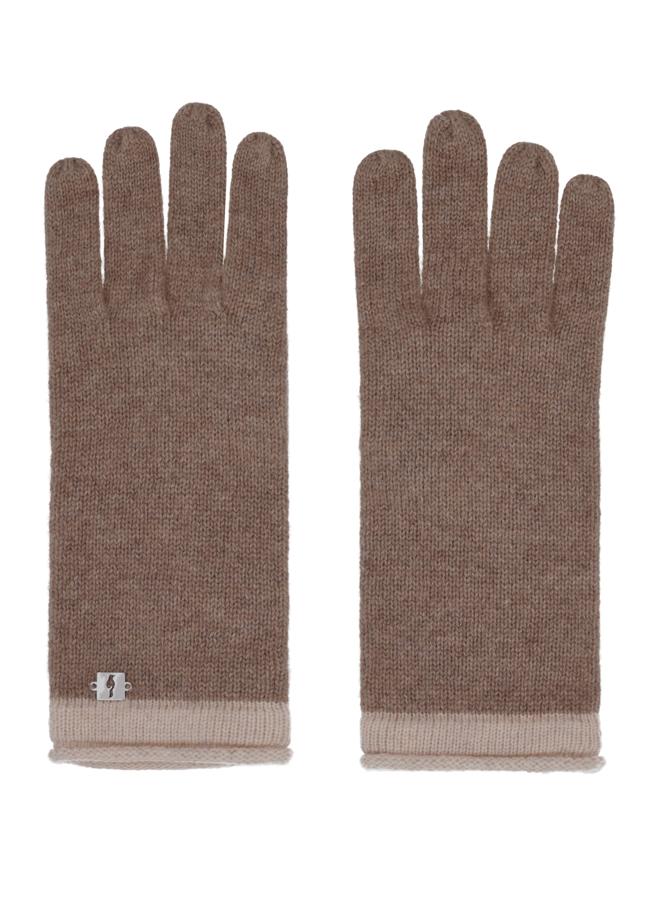Beige cashmere women's gloves REKDT-0020-1K(Z26), front product view on white background.