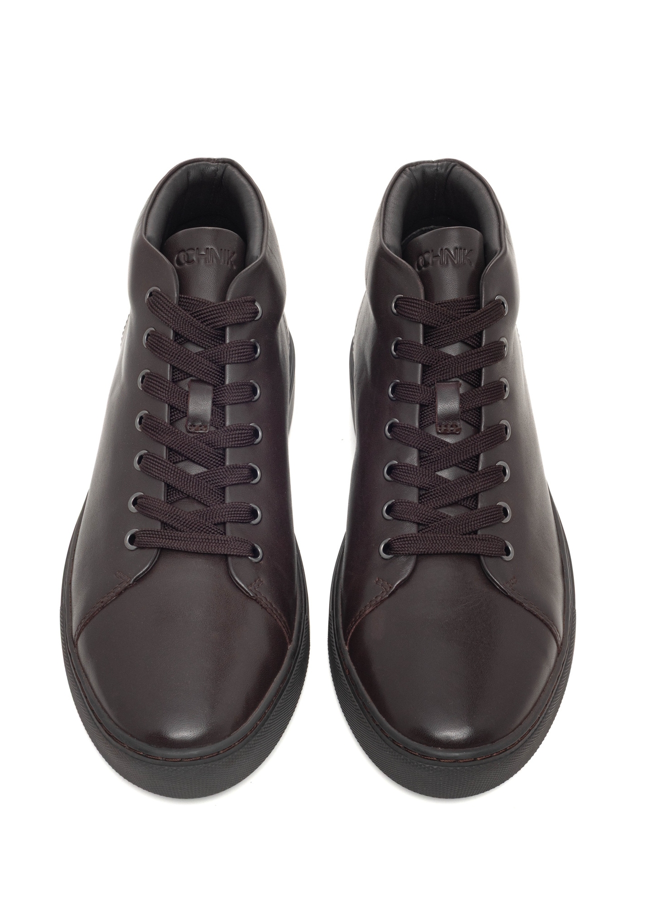 Dark brown men's leather shoes BUTYM-0550-1I(Z26), front product view on white background.
