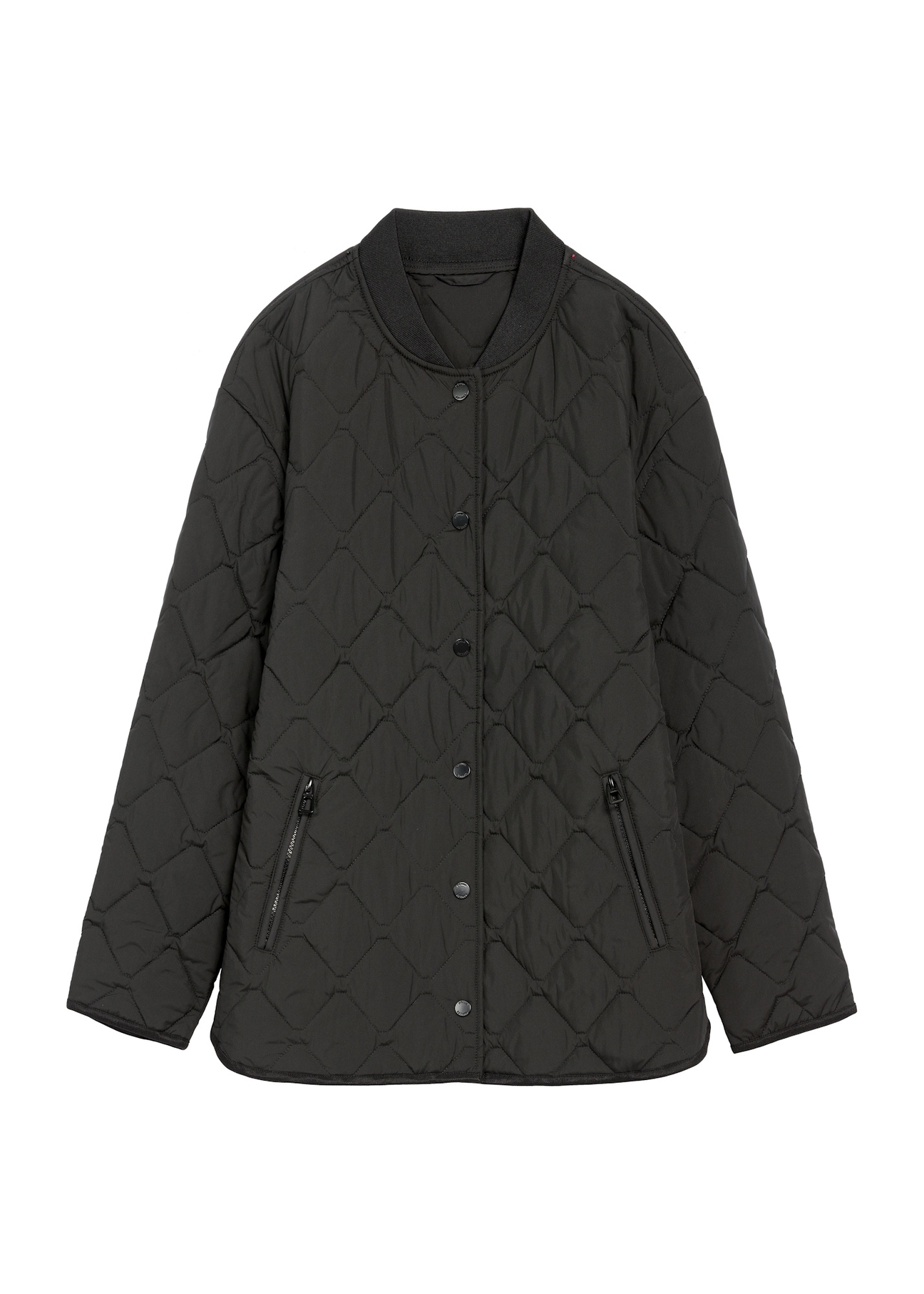 Women's black quilted jacket KURDT-0580-99(W26) - front product view on white background.