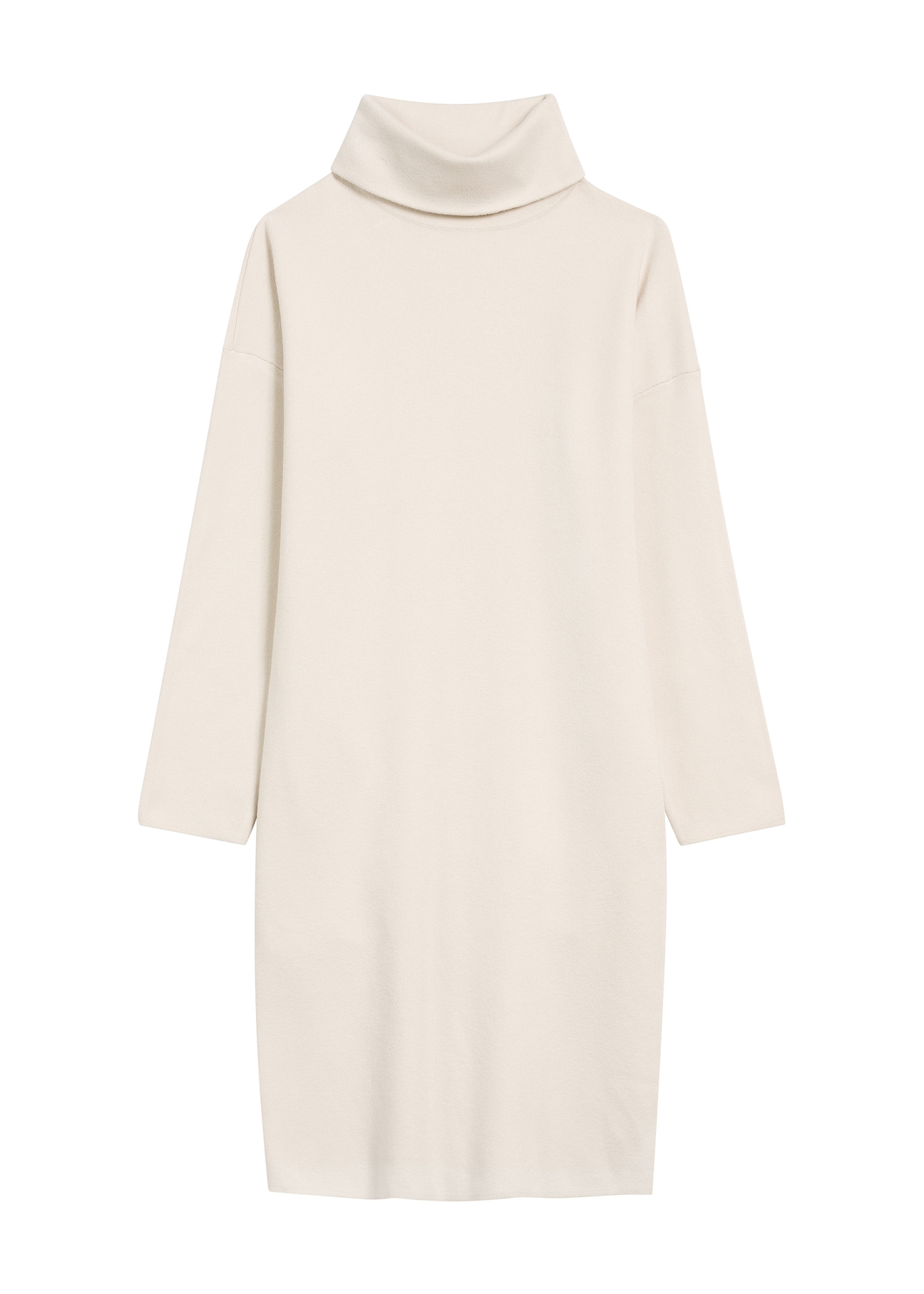 Beige turtleneck dress SUKDT-0206A-80(Z25), front product view on white background.