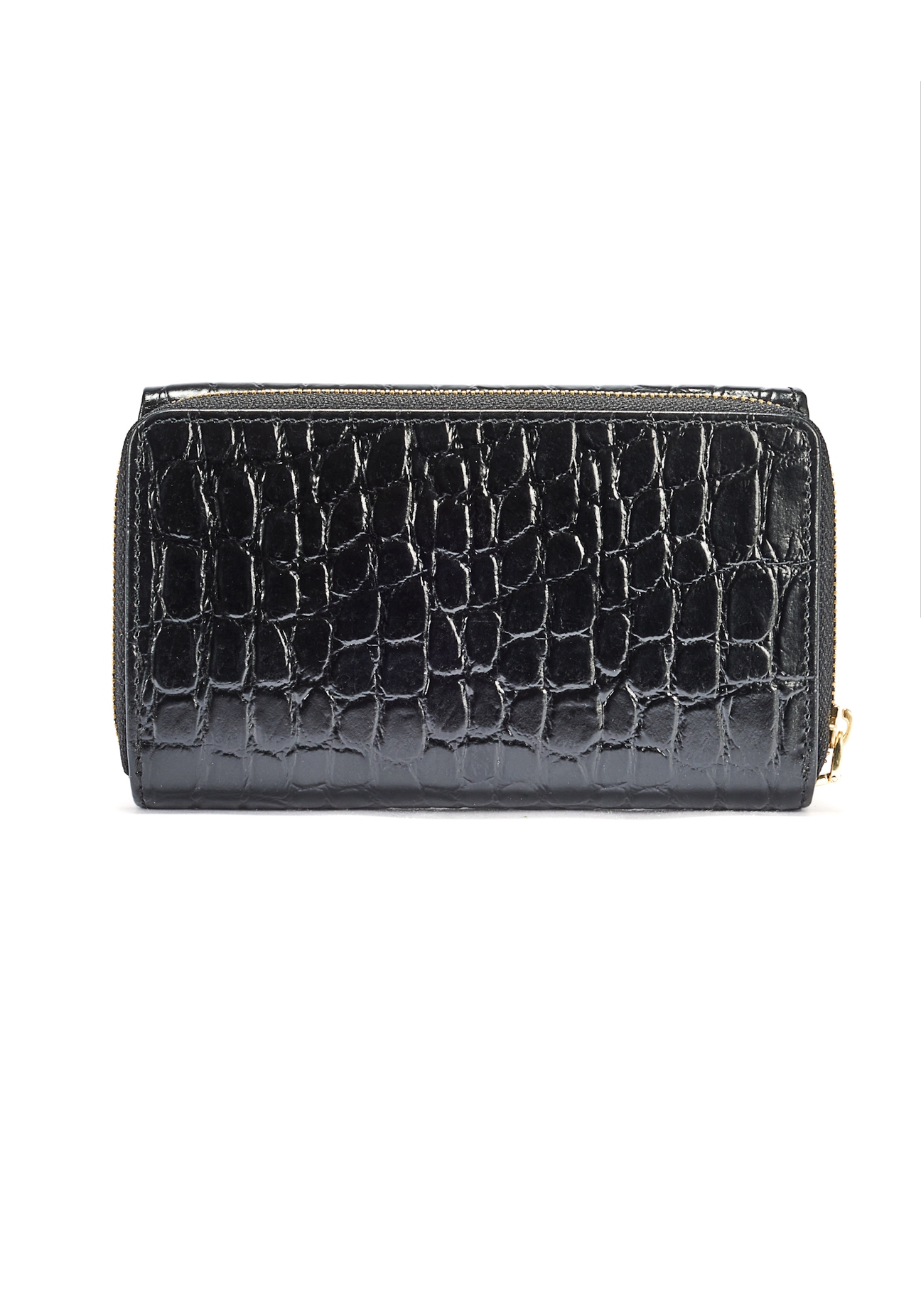Black leather women's croco wallet PORES-0956-99(W25)