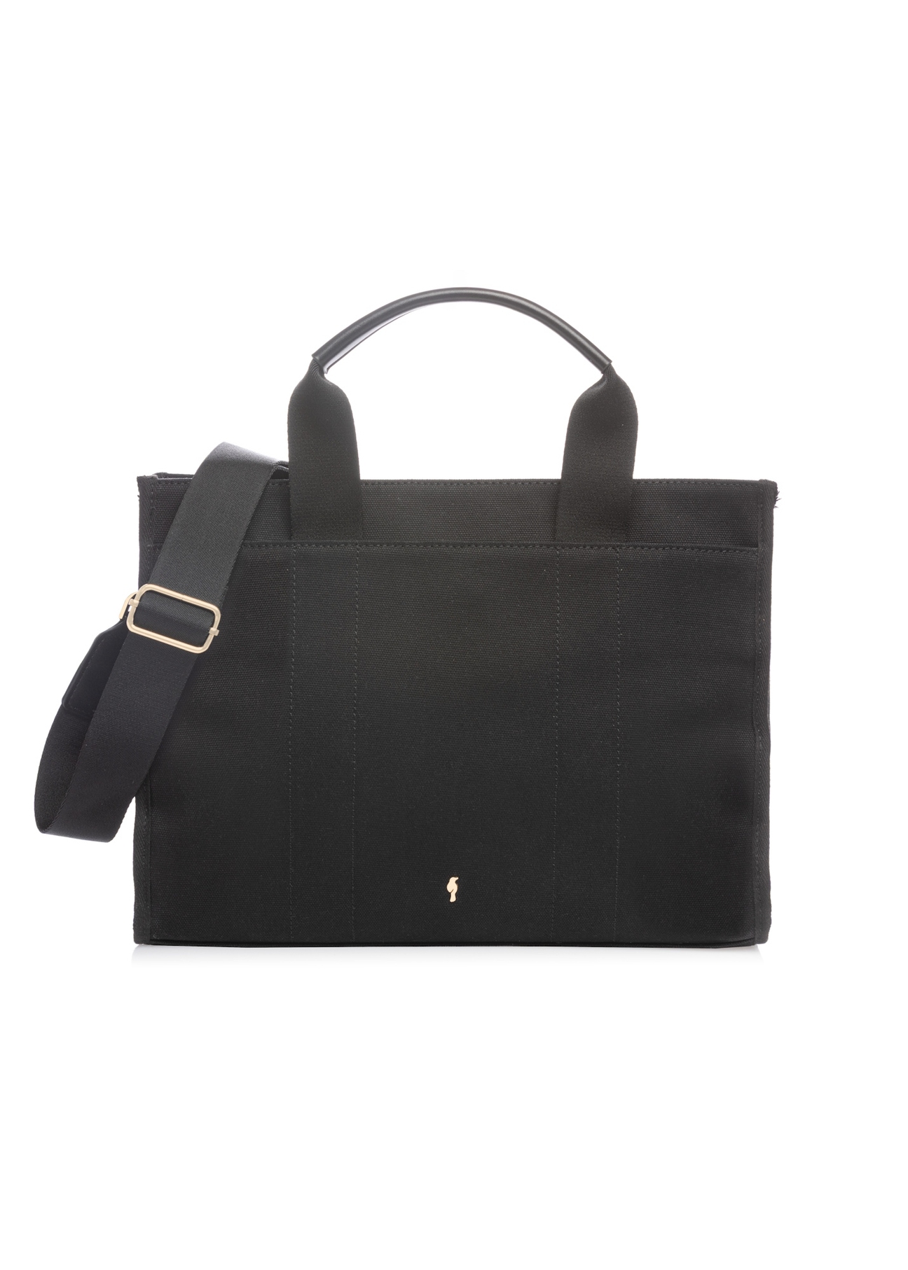 Black cotton women's handbag TOREN-0332-99(W26), front product view on white background.
