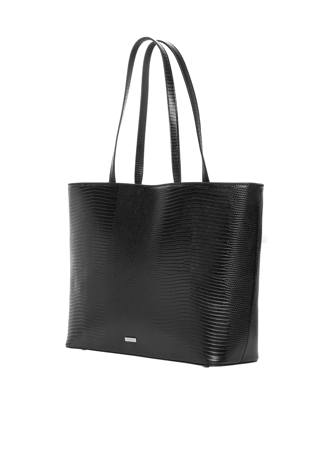 Snake-embossed shopper bag TOREC-1242-9H(Z26). Side view, diagonal, on a white background.