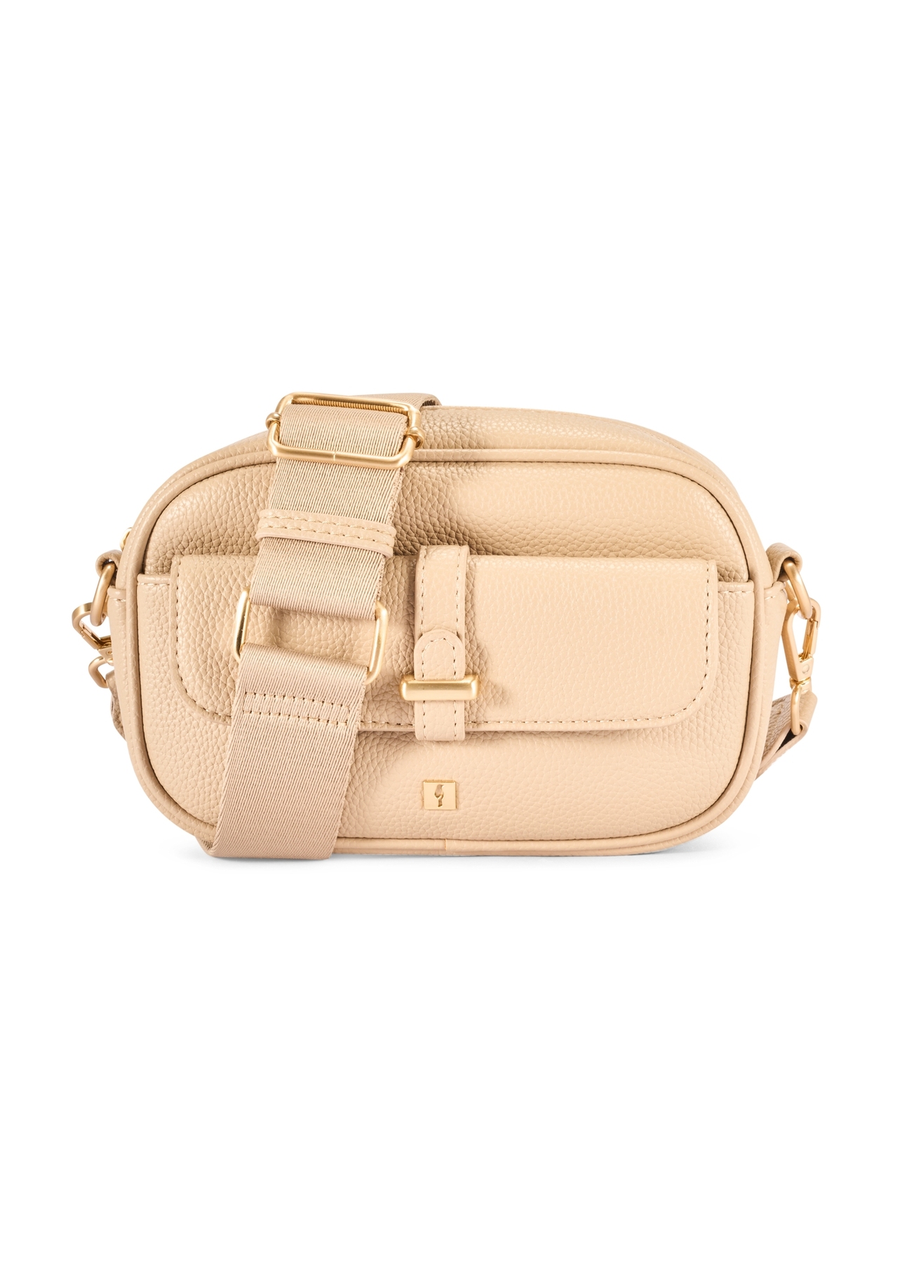 Small beige women's handbag TOREC-1174-1B(W26), front product view on white background.