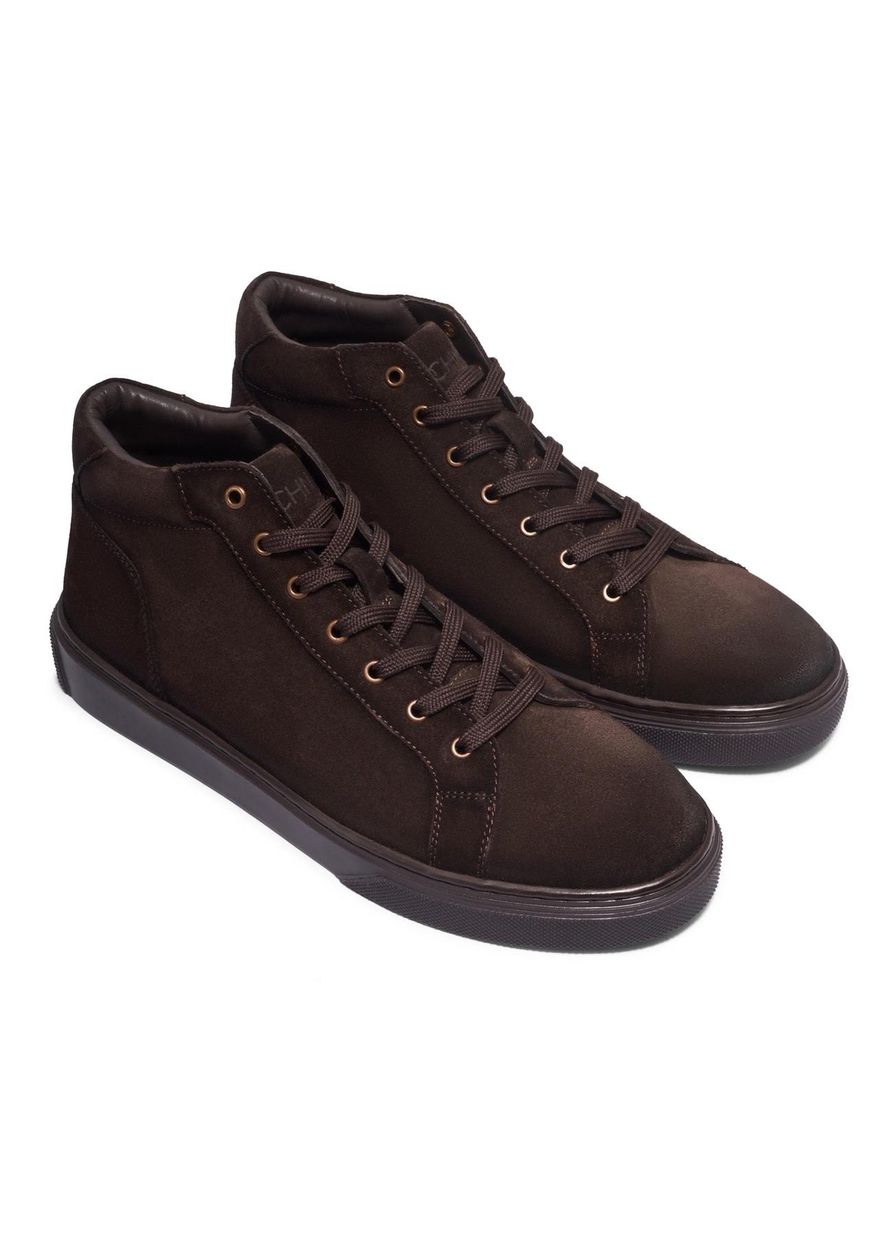 Dark brown suede men's shoes BUTYM-0582-1I(Z26), diagonal product view on white background.