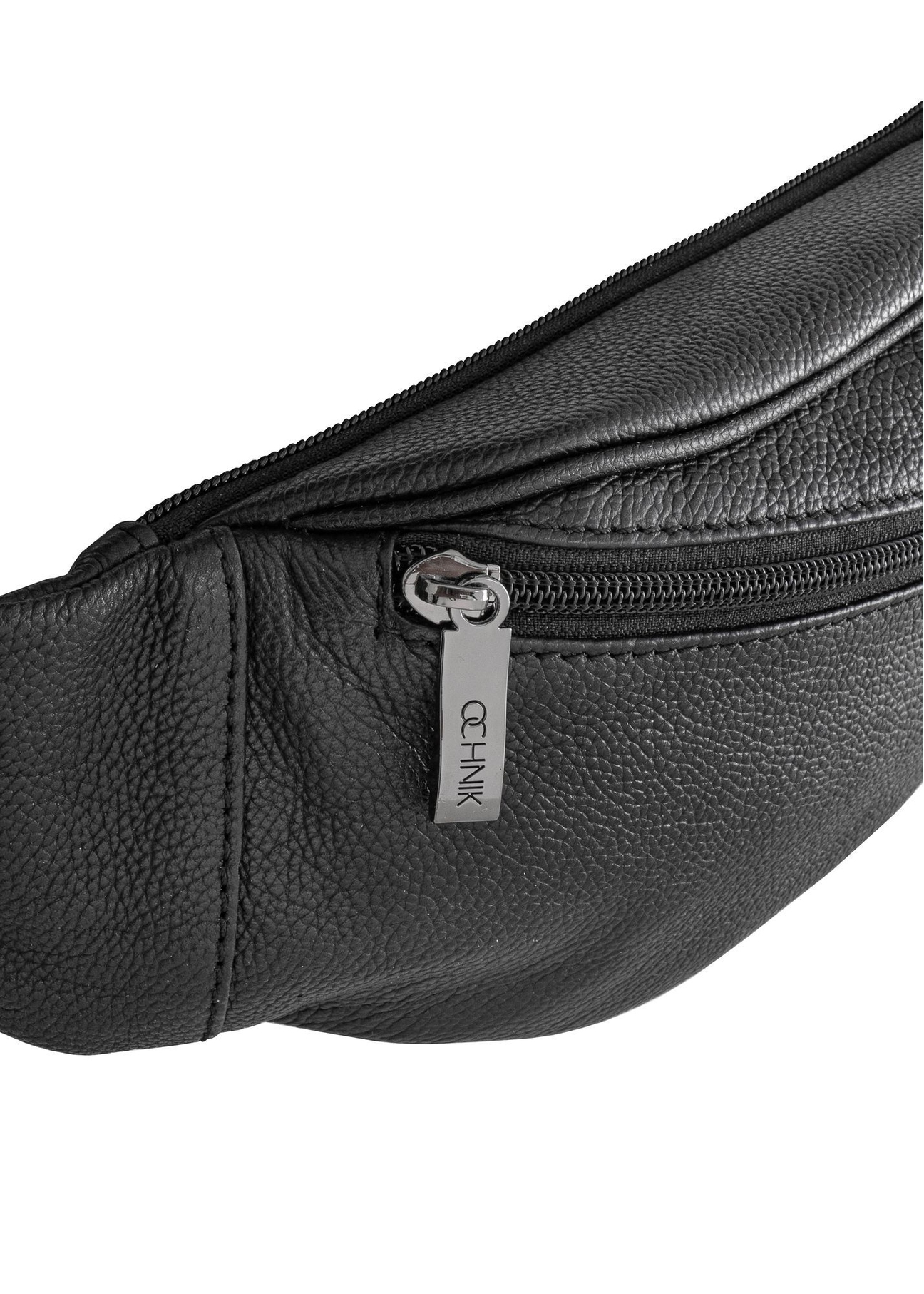 Men's black leather waist bag TORMS-0440B-99(Z25), close-up of the product detail on a white background.