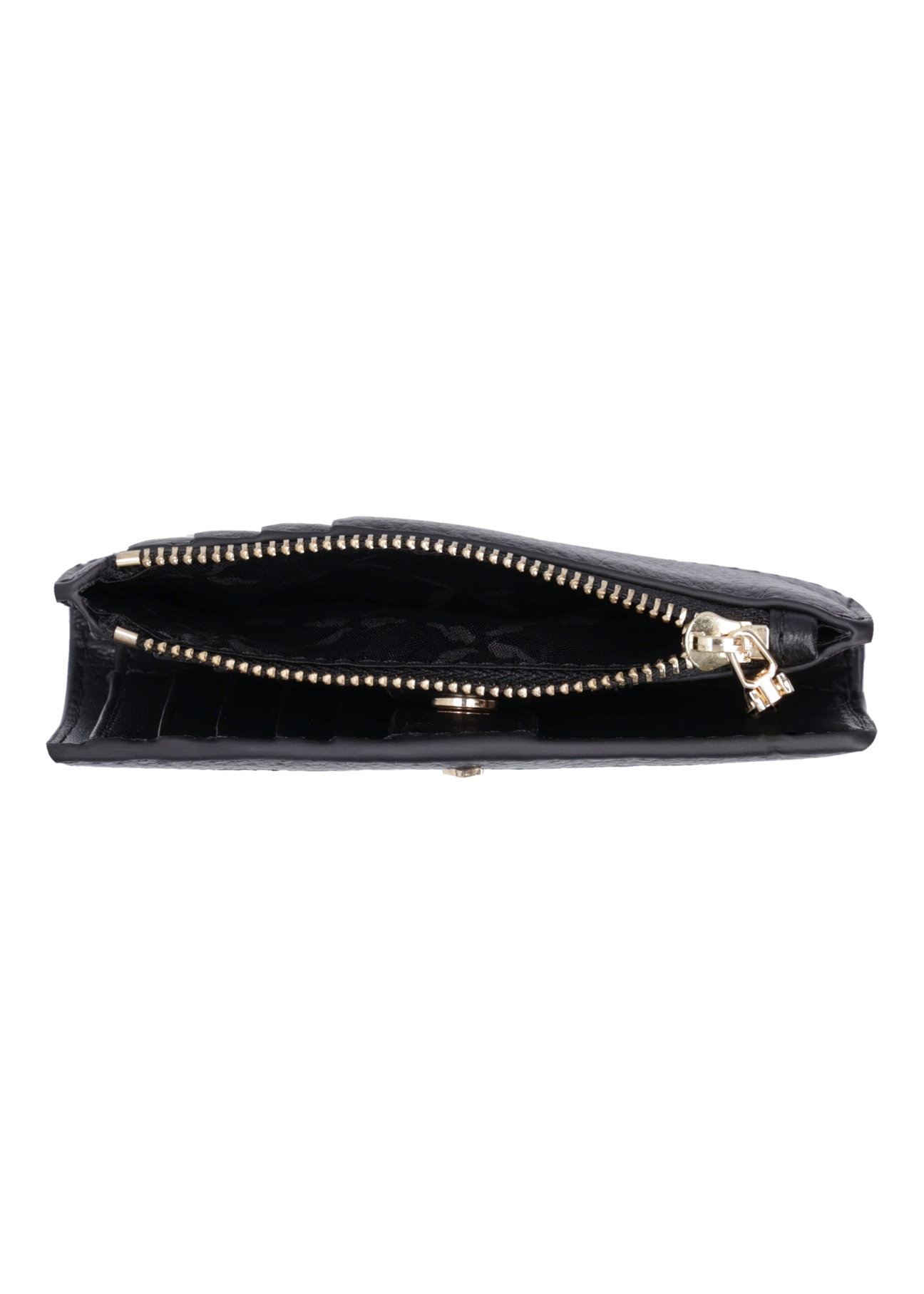 Black leather women's wallet PORES-1015R-9I(Z26), product view inside on white background.