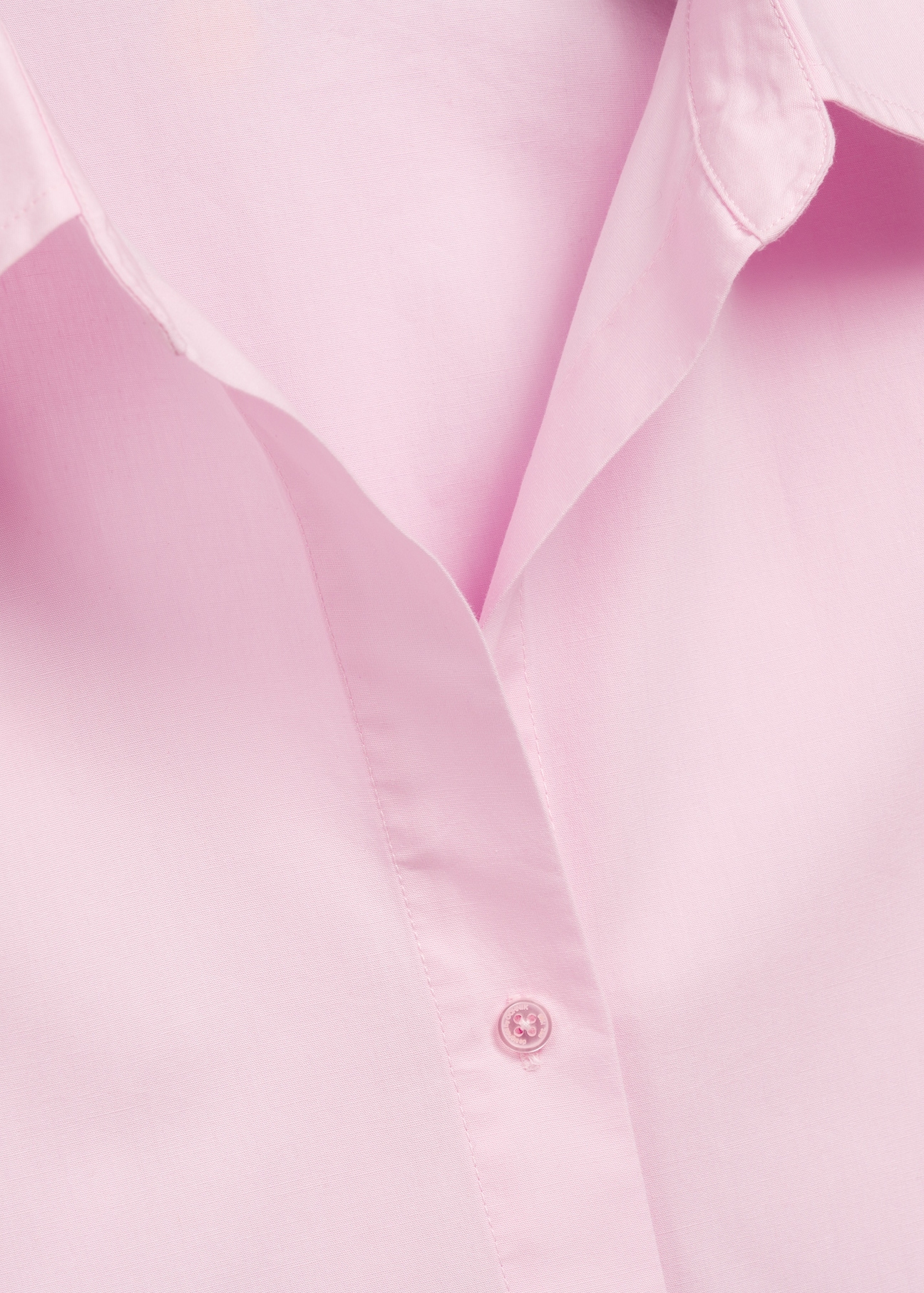 Light pink cotton women's shirt KOSDT-0181-5A(W26), close-up of product detail on white background.