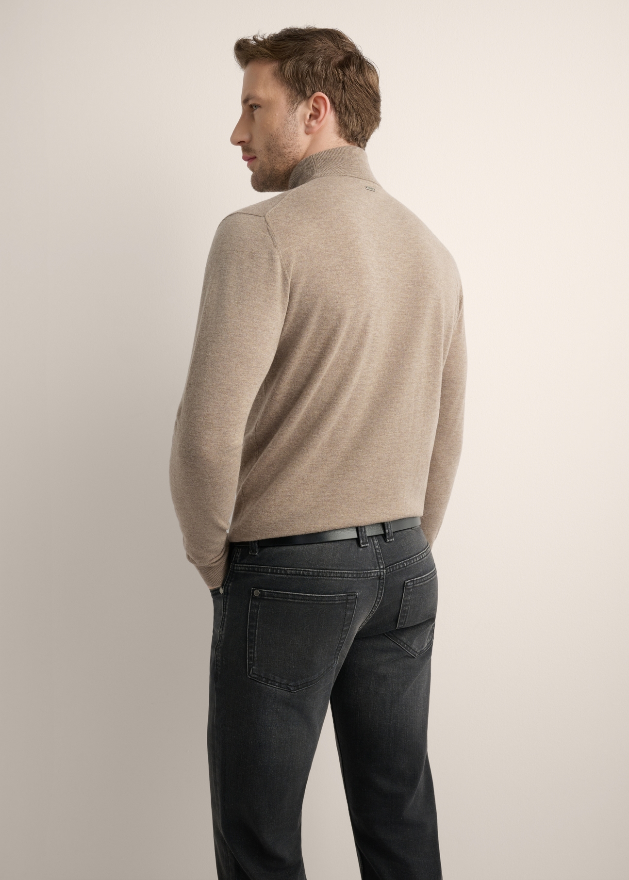Men's wool turtleneck in camel color SWEMT-0198-1D(Z26)