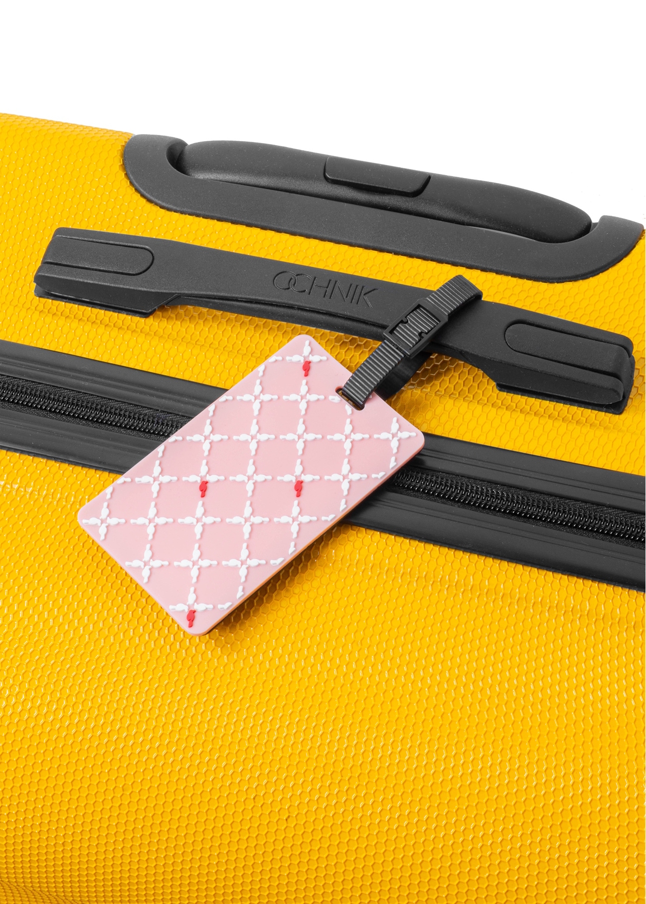 Luggage tag AW-012-0007-34(W25), product view on a suitcase on a white background.