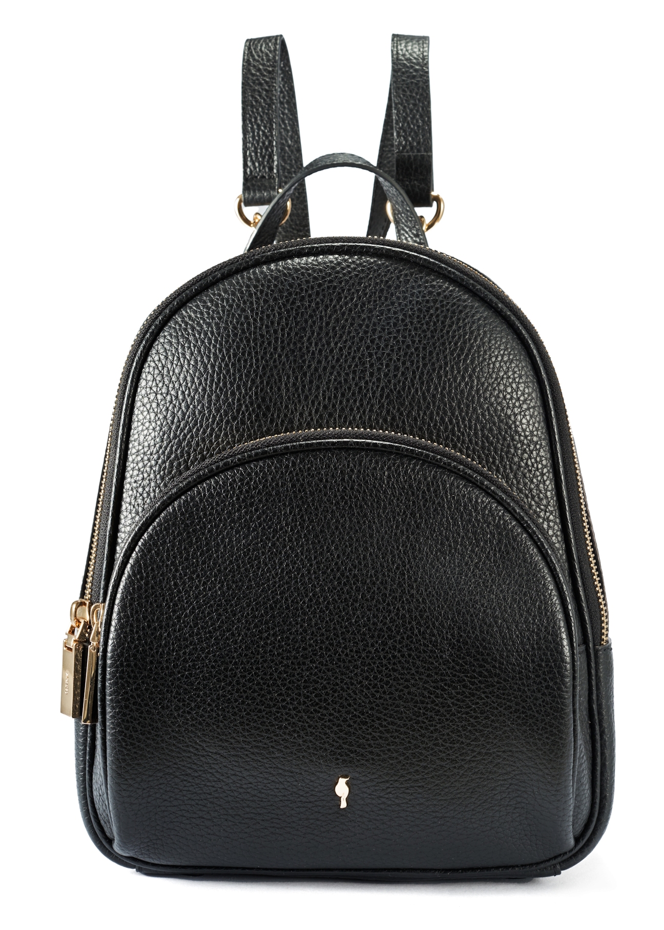 TORES-1123D-99(Z25) women's black leather backpack, front product view on white background.