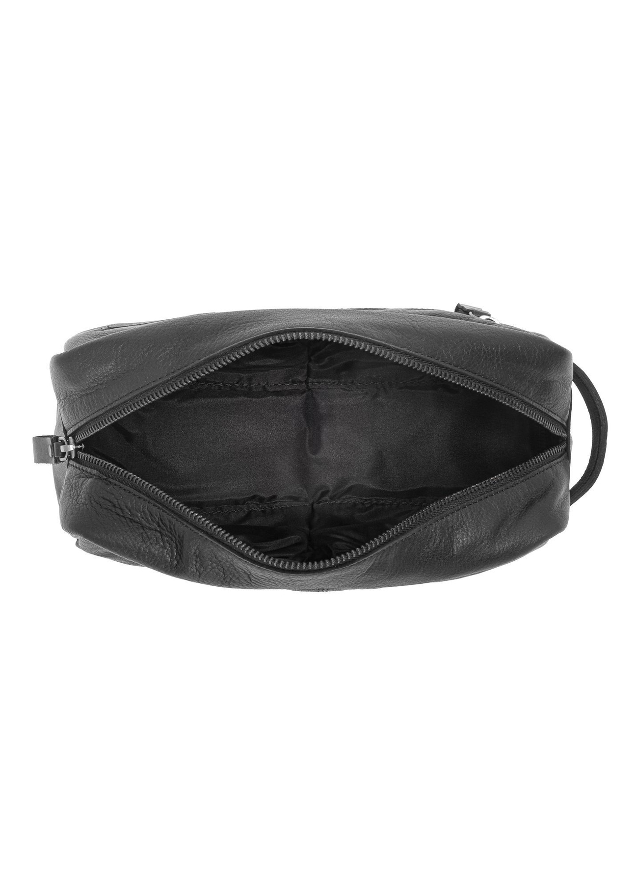 Black leather men's cosmetic bag TORMS-0422A-99(Z25) - top view of the product on a white background.