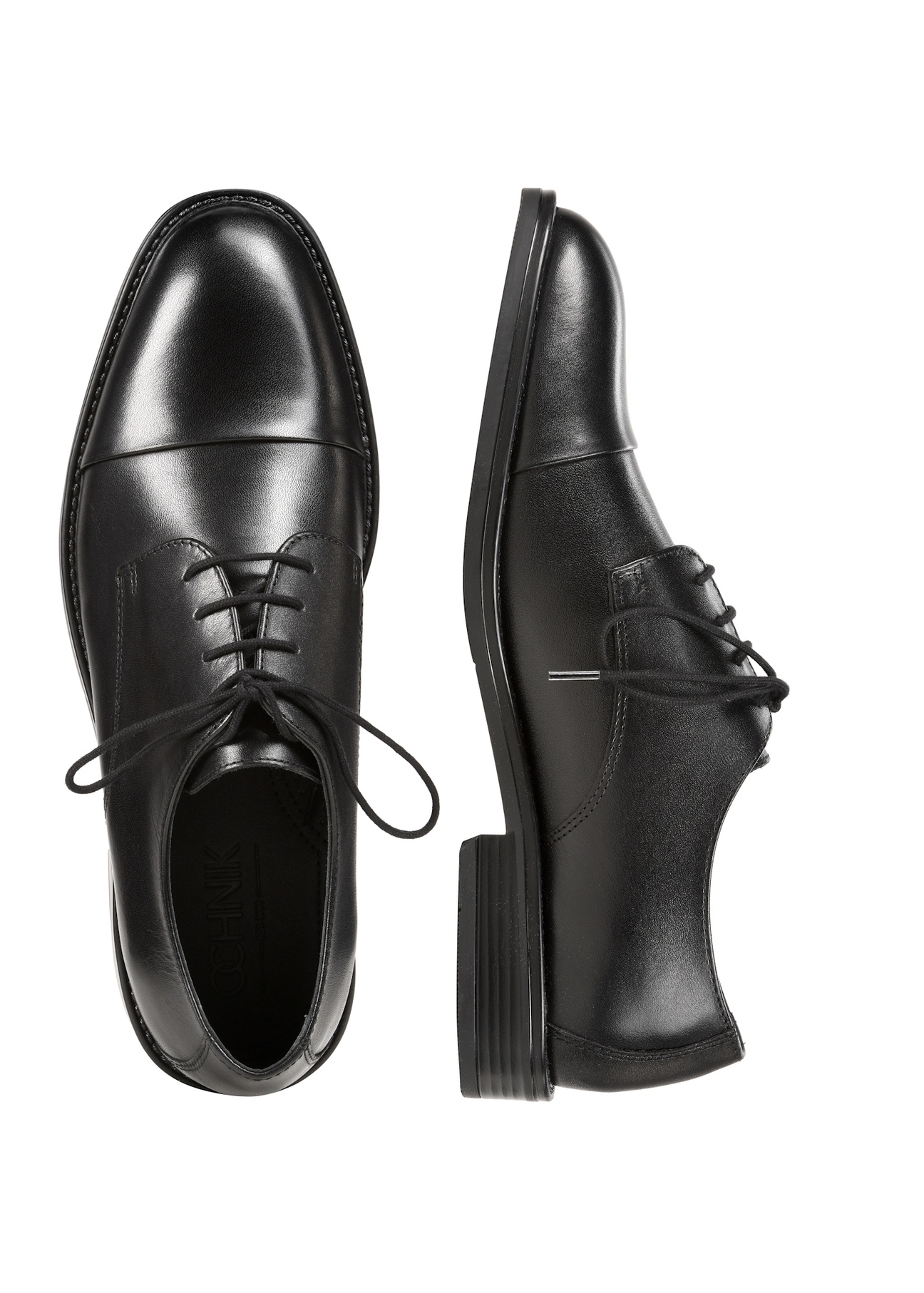 Men's black leather shoes BUTYM-0512-99(Z25), top view of the product on a white background.