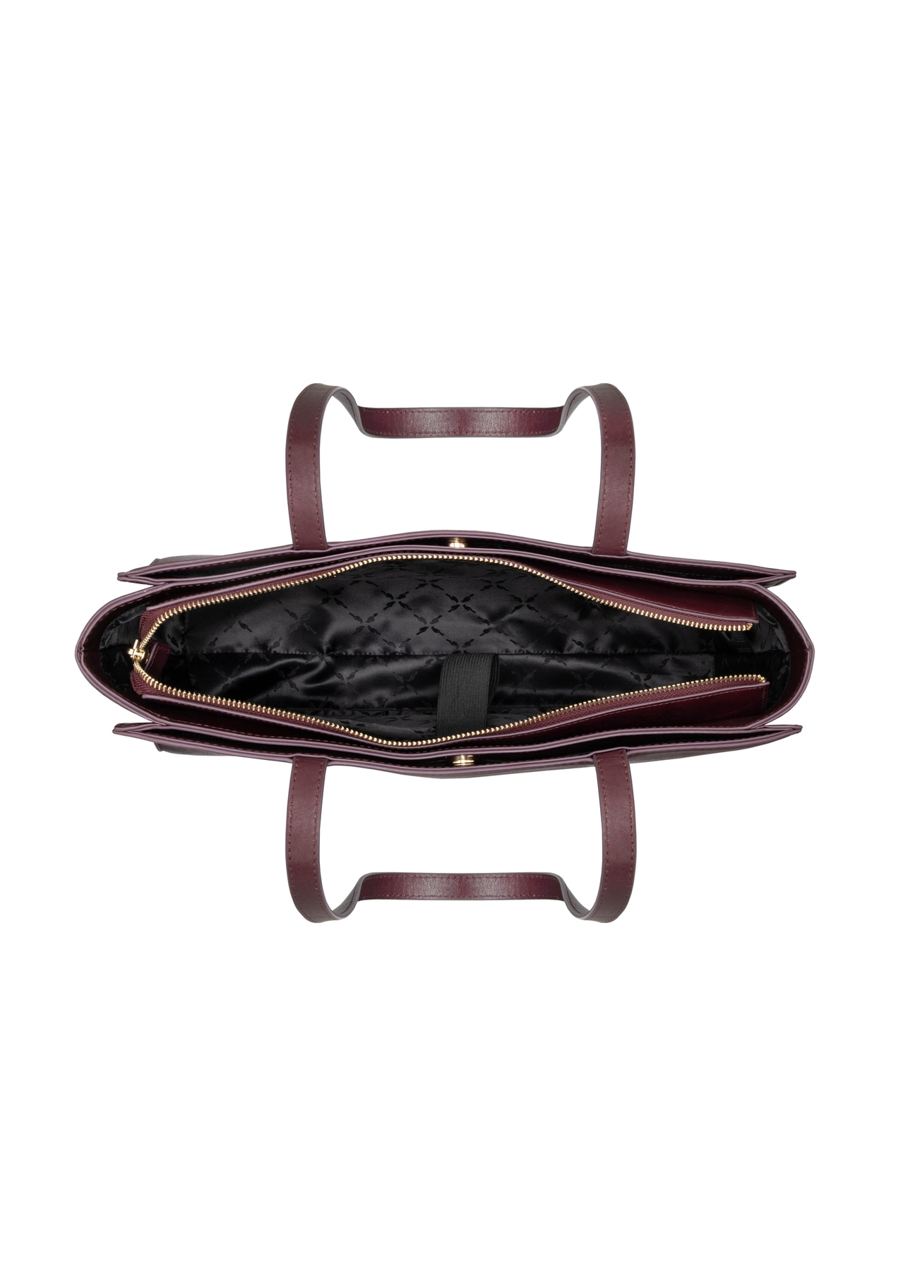 Burgundy leather women's laptop bag TORES-1343-4D(Z26), product view from the inside on a white background.