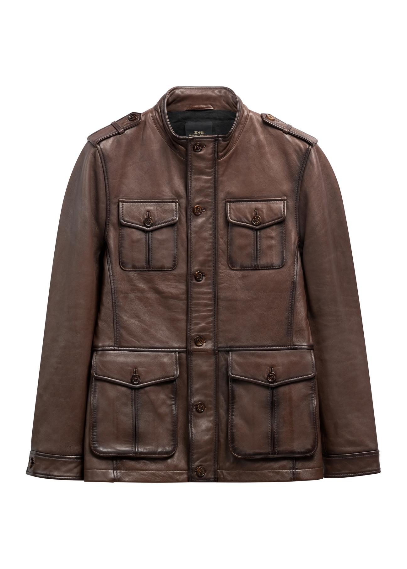 Brown men's leather jacket KURMS-0426-1H(Z26)
