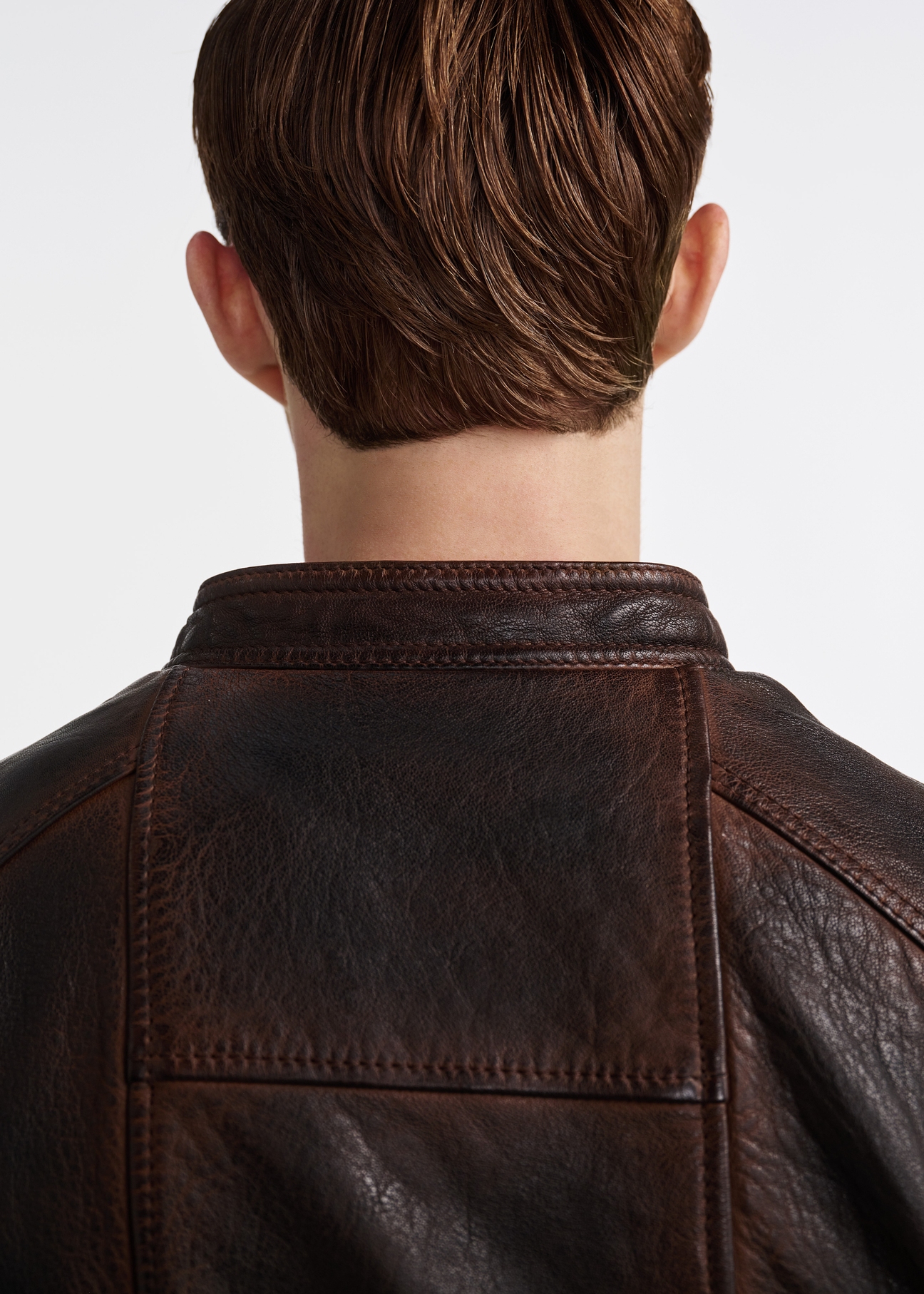 Brown men's leather jacket KURMS-0365-2659(W25)-04