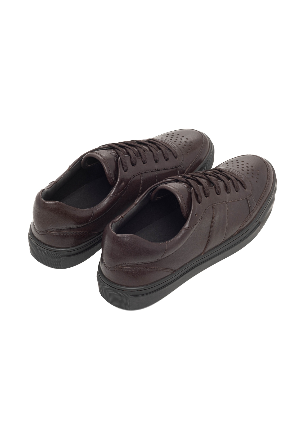 Women's leather sneakers in dark brown color BUTYD-1294-1I(Z26)
